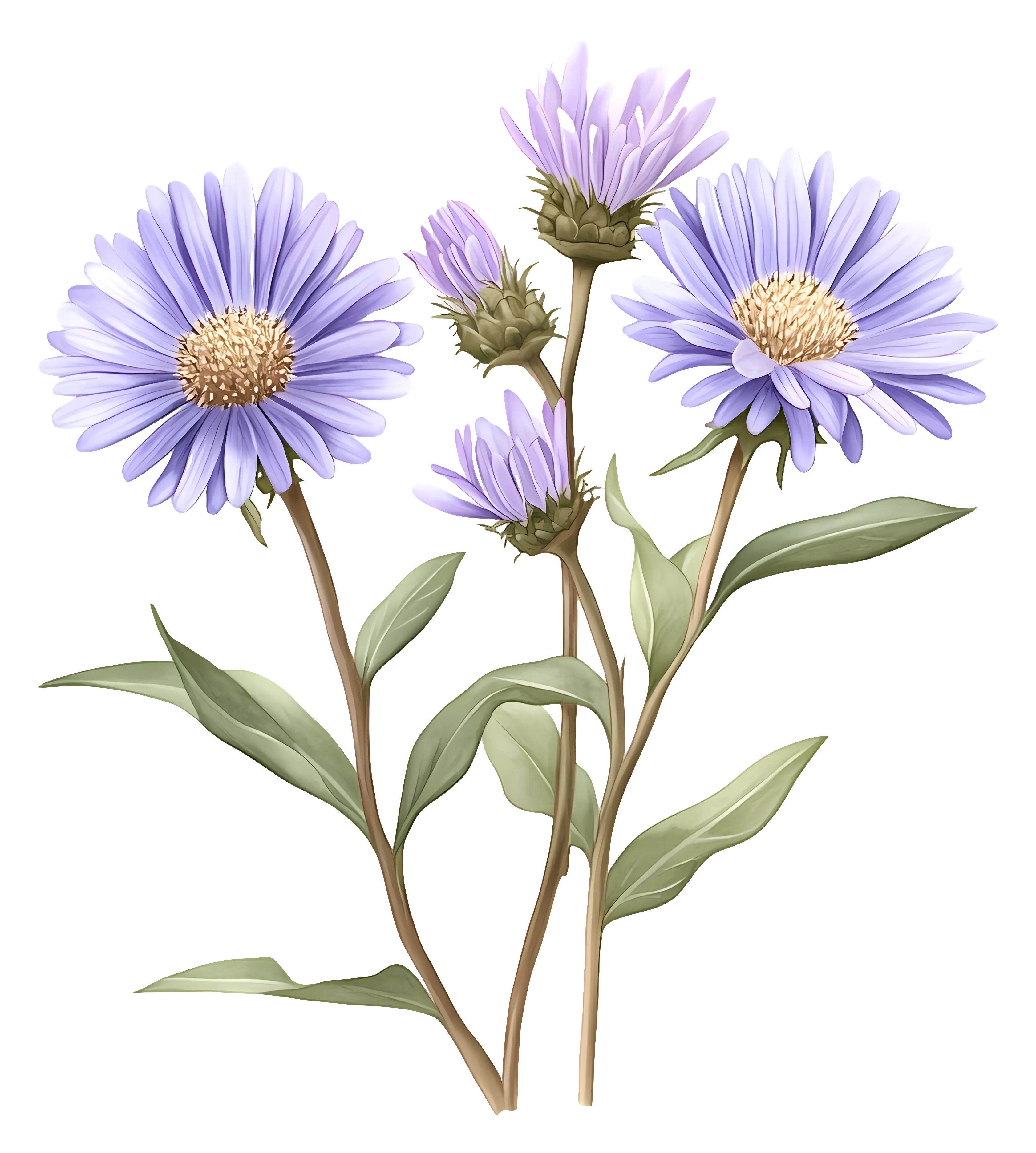 Purple Flowers with Stems