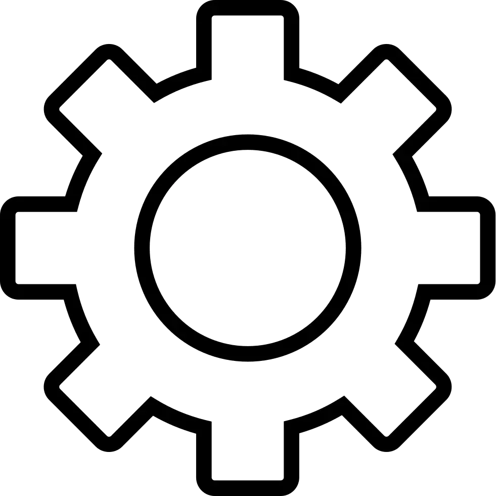 Gear Outline Icon for Technical and System Settings