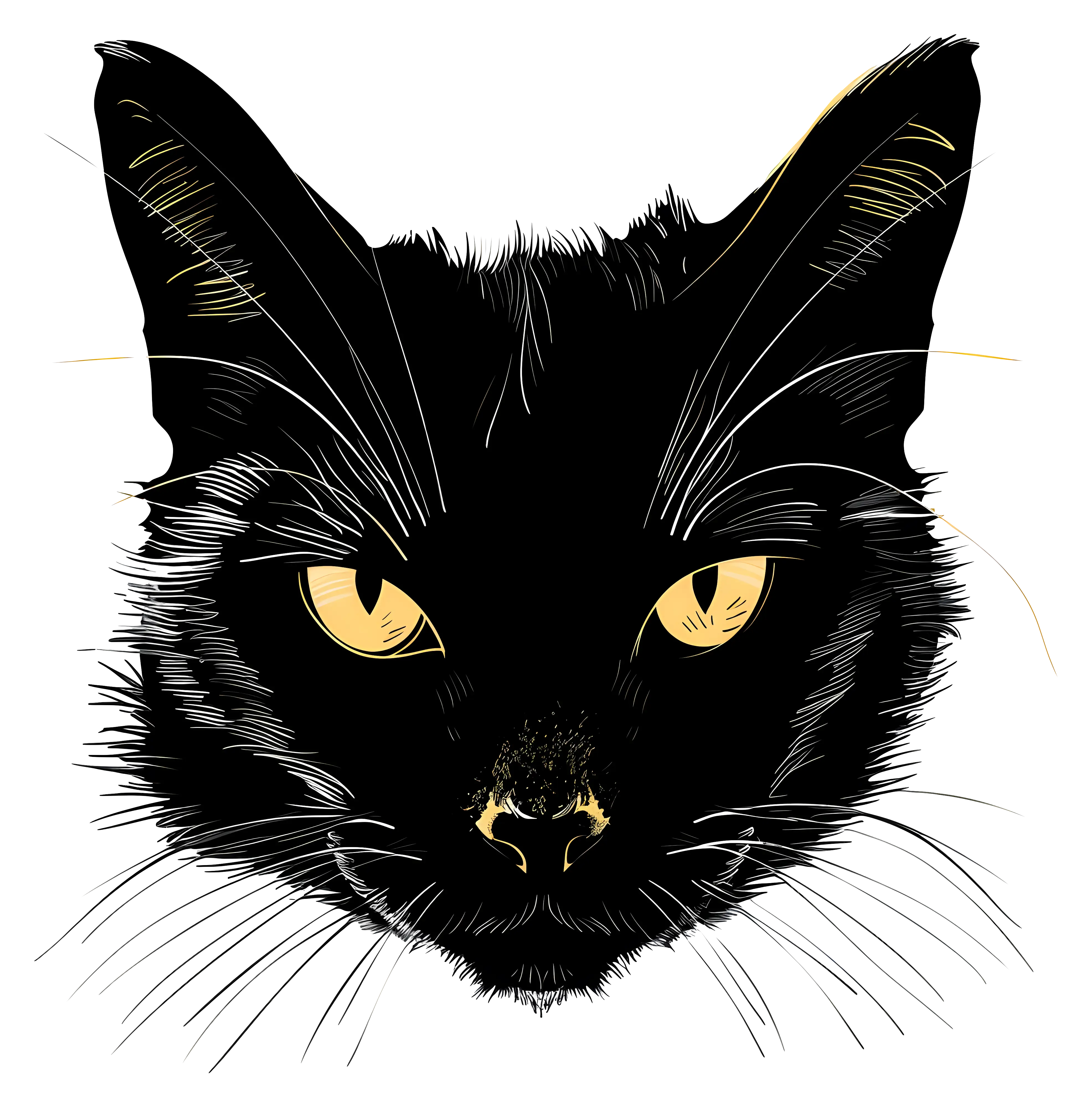 Black Cat Head Illustration