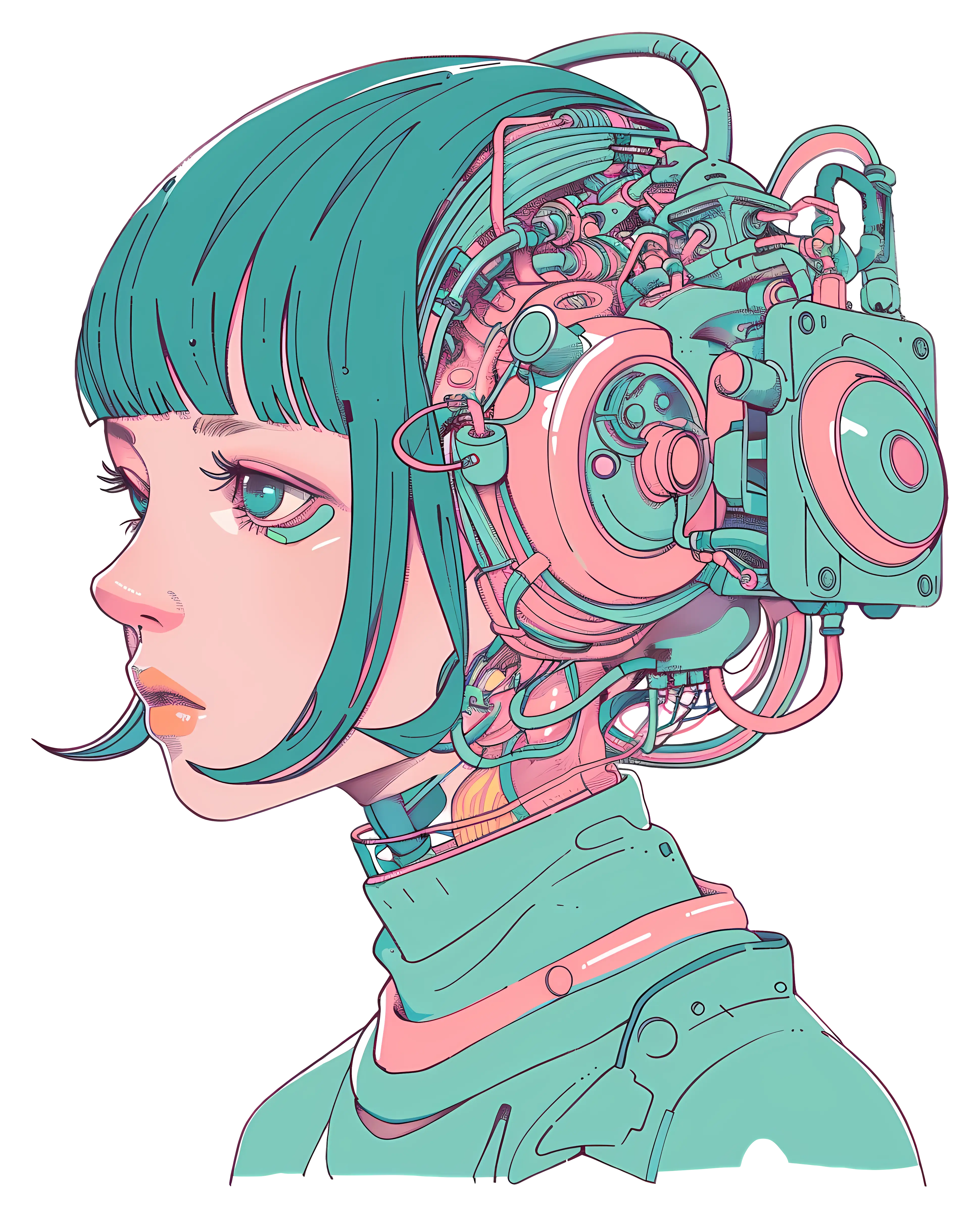 Cyborg Girl with Headgear