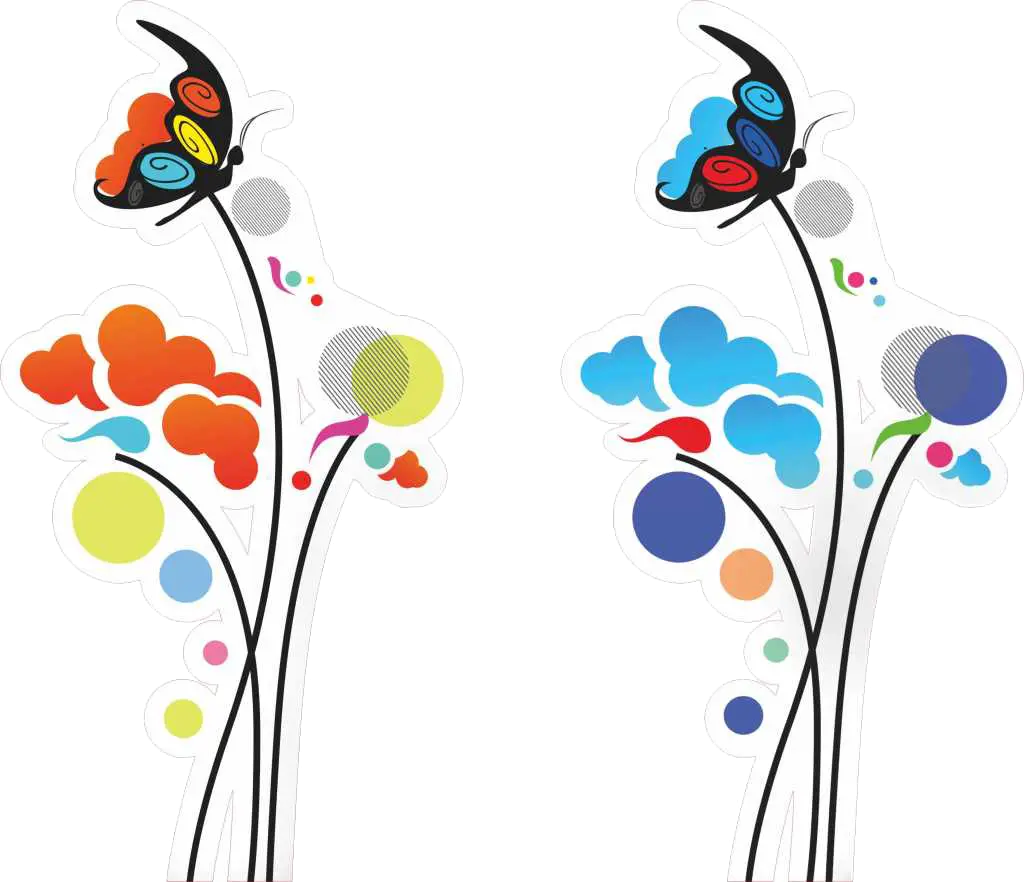 Colorful Butterflies and Flowers Design