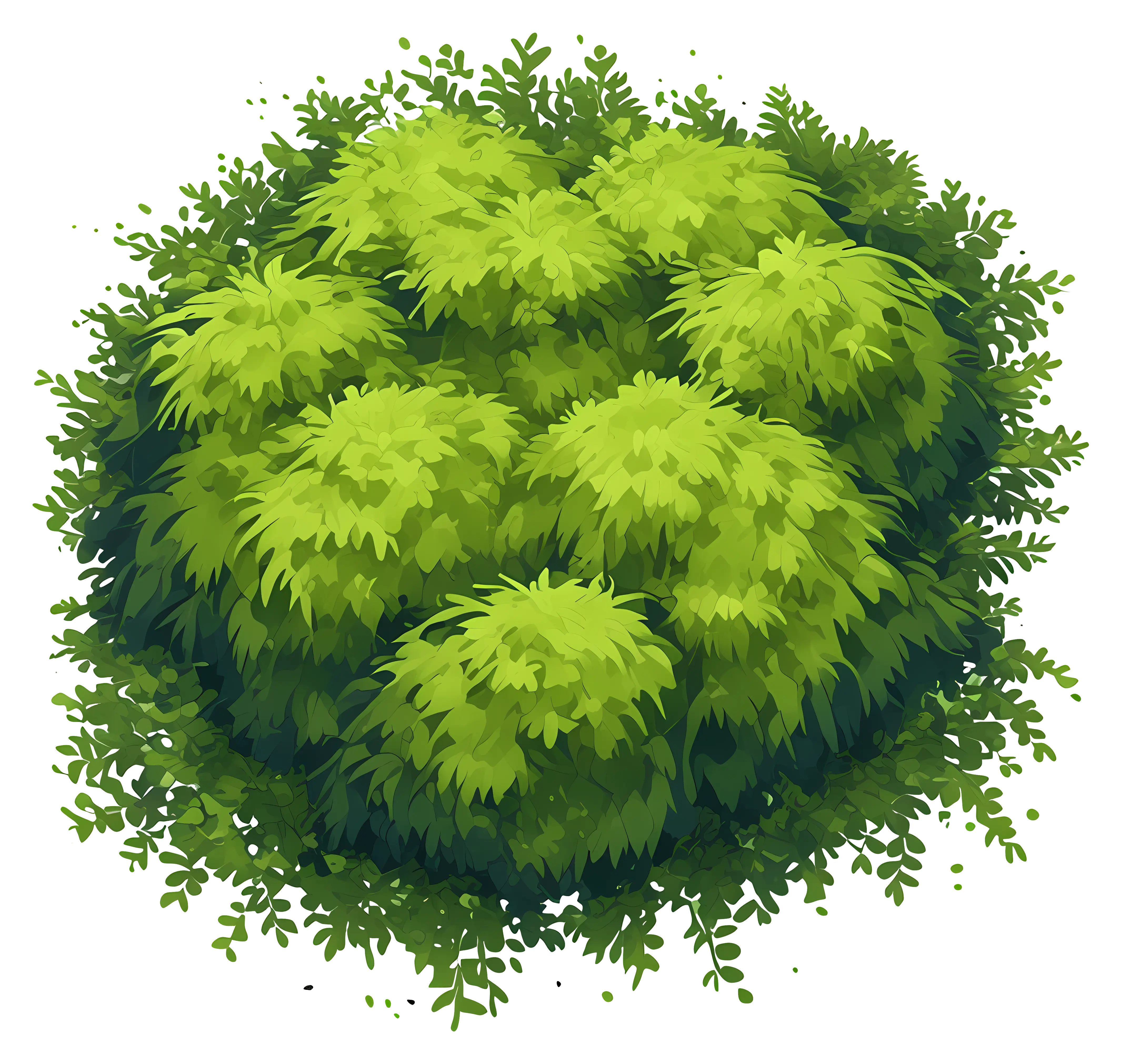 Green Bush Illustration with Dense Foliage