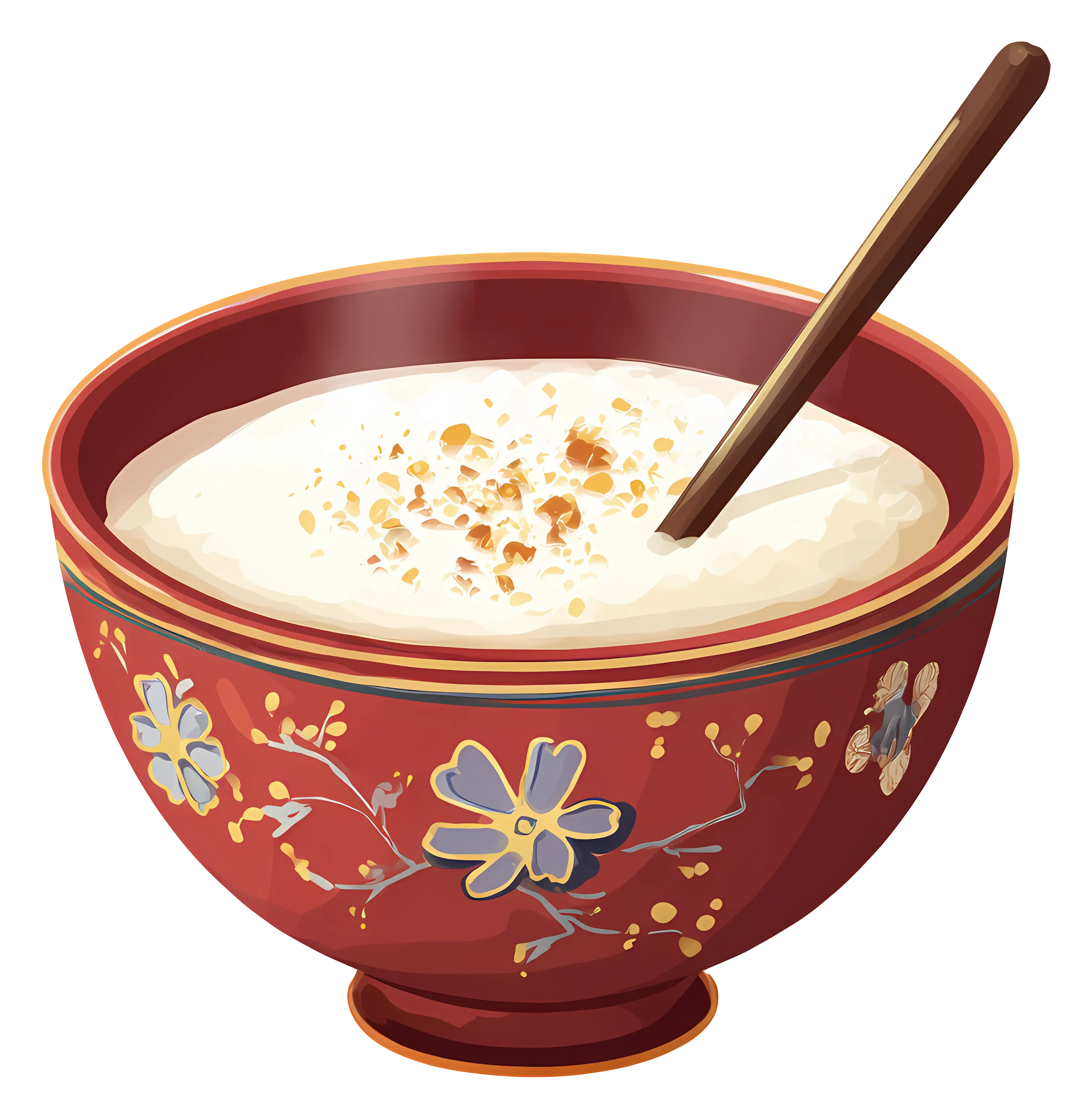 Decorative Bowl of Porridge with Spoon
