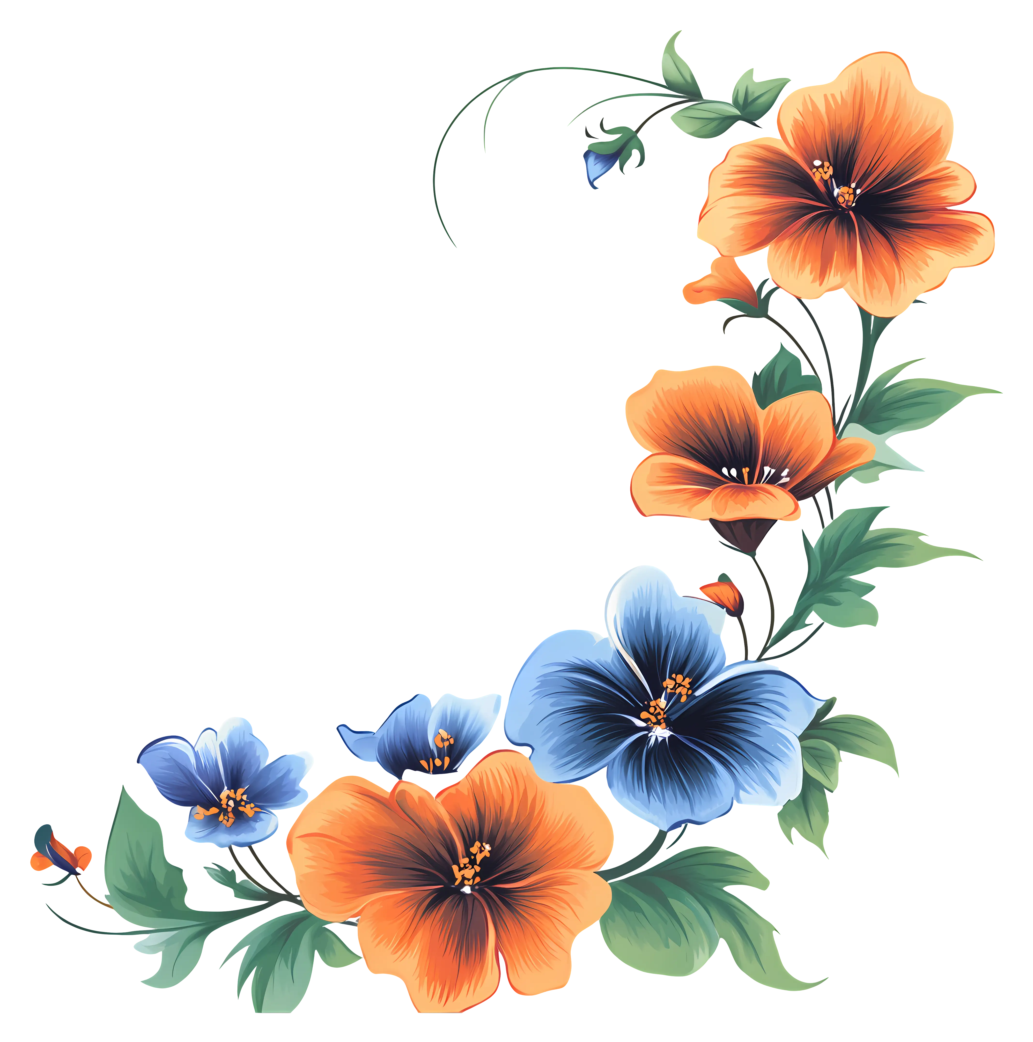 Orange and Blue Floral Decoration