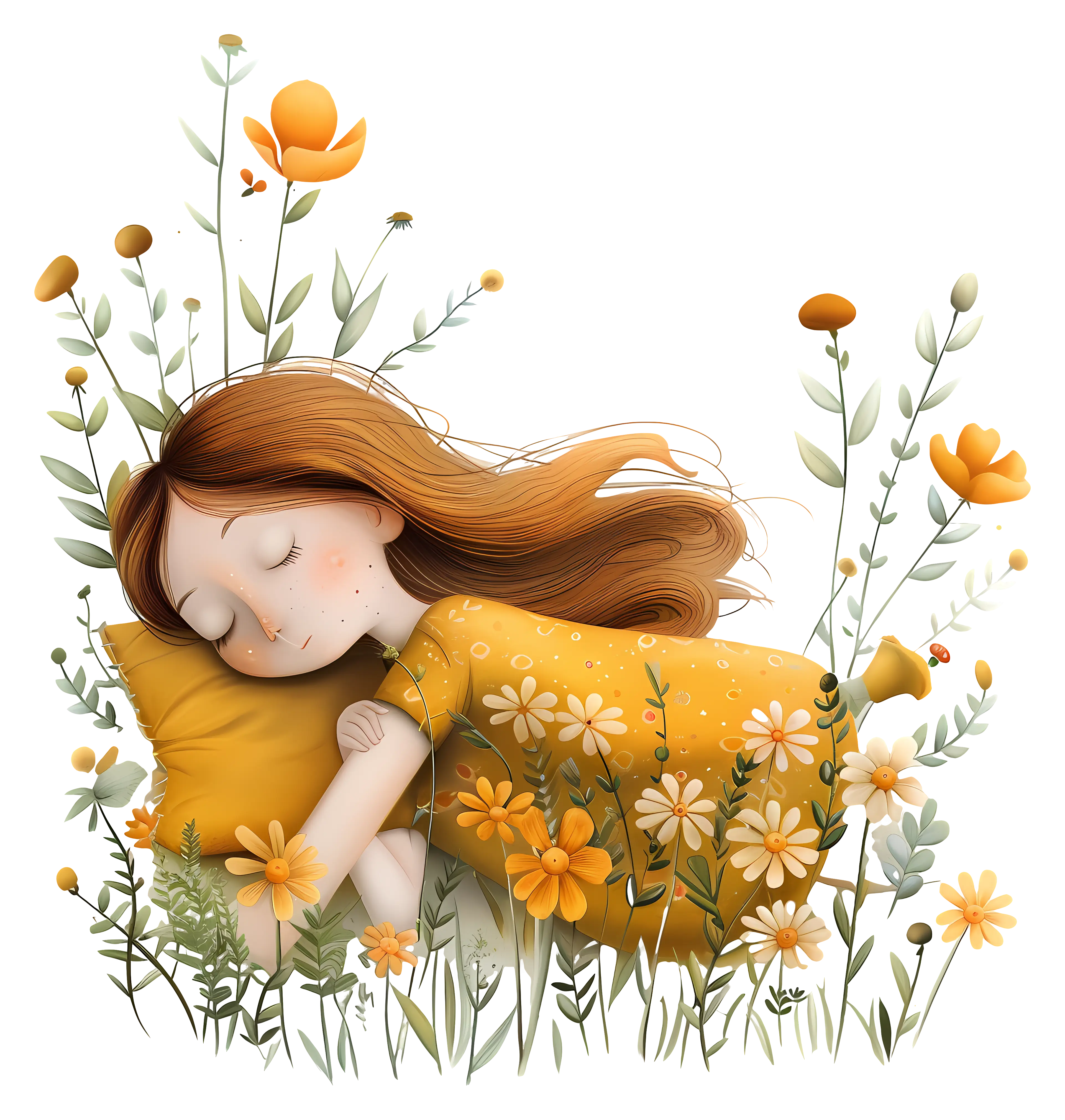 Sleeping Girl in a Field of Flowers