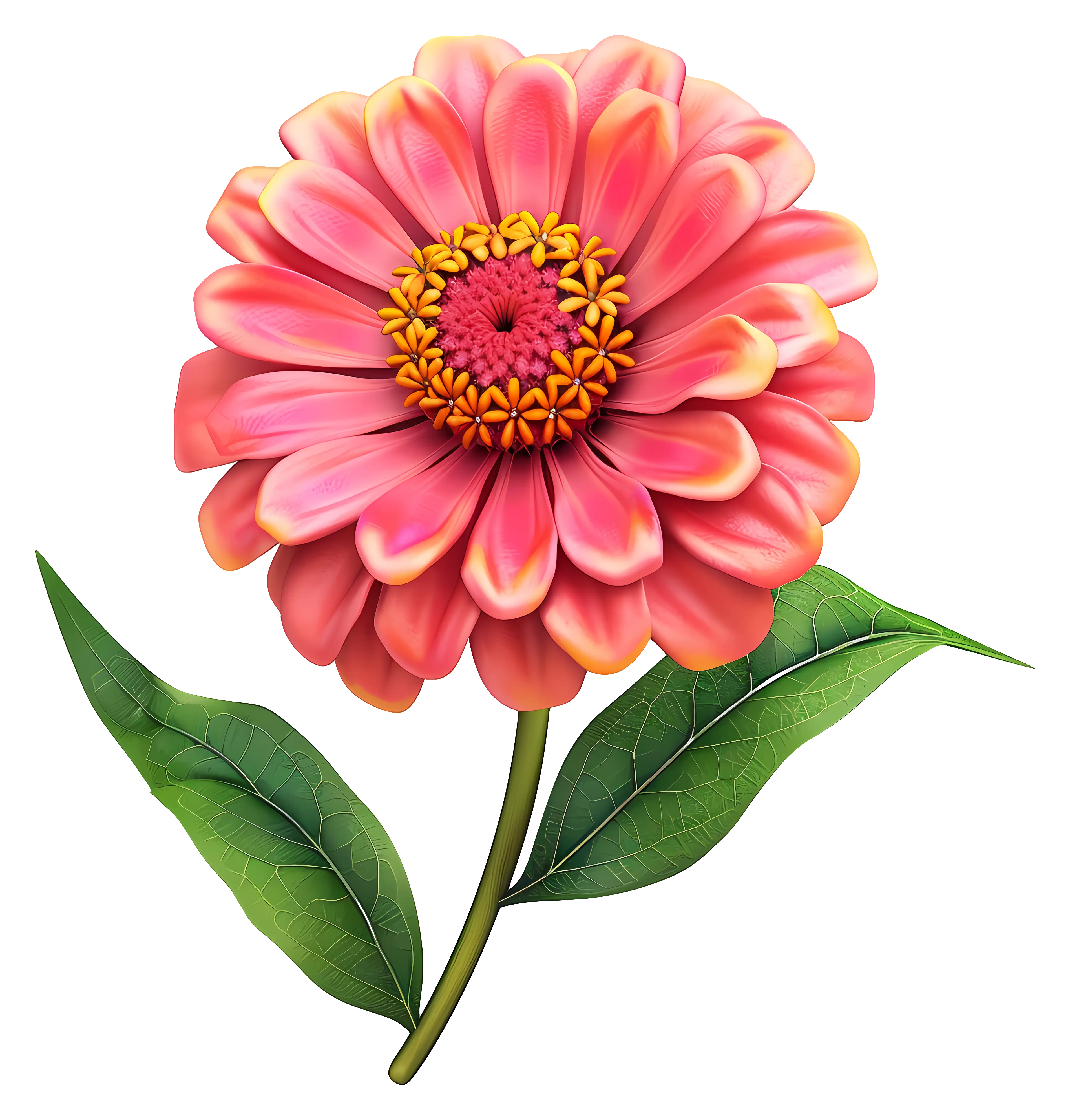 Beautiful Pink Zinnia Flower Illustration