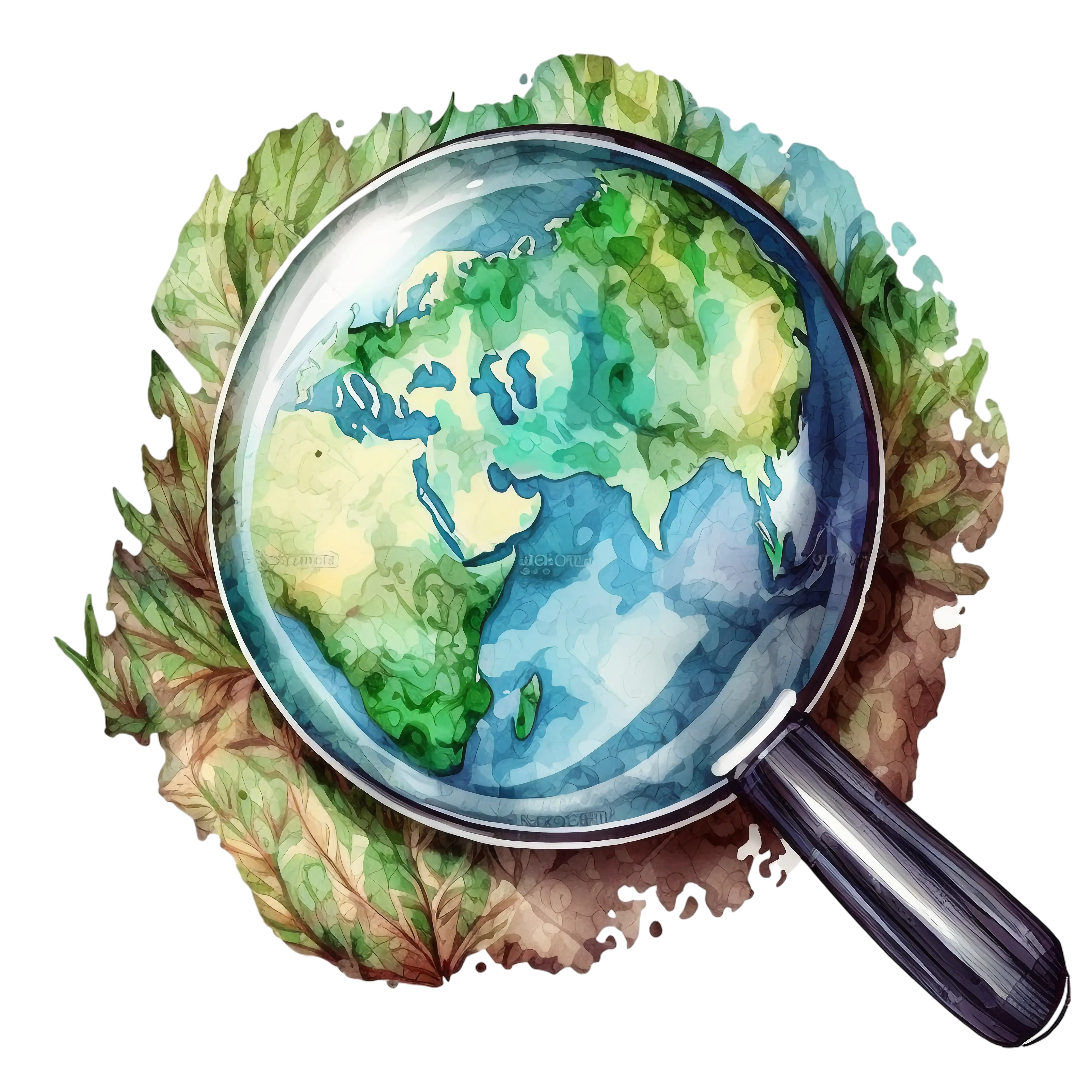 Magnifying Glass over the Earth Illustration