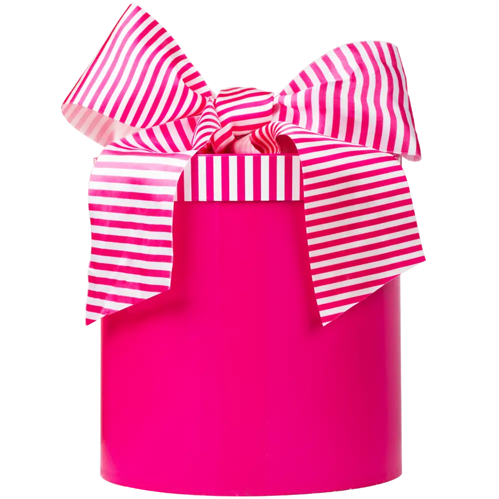 Pink Gift Box with Striped Ribbon