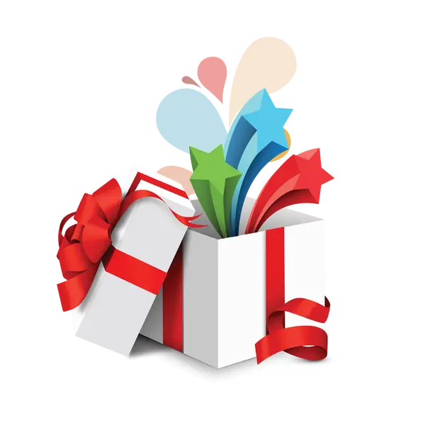 Open Gift with Colorful Decorations for Celebration