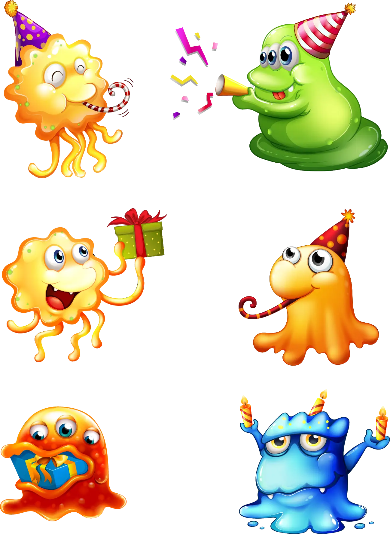 Cute Party Monsters with Gifts