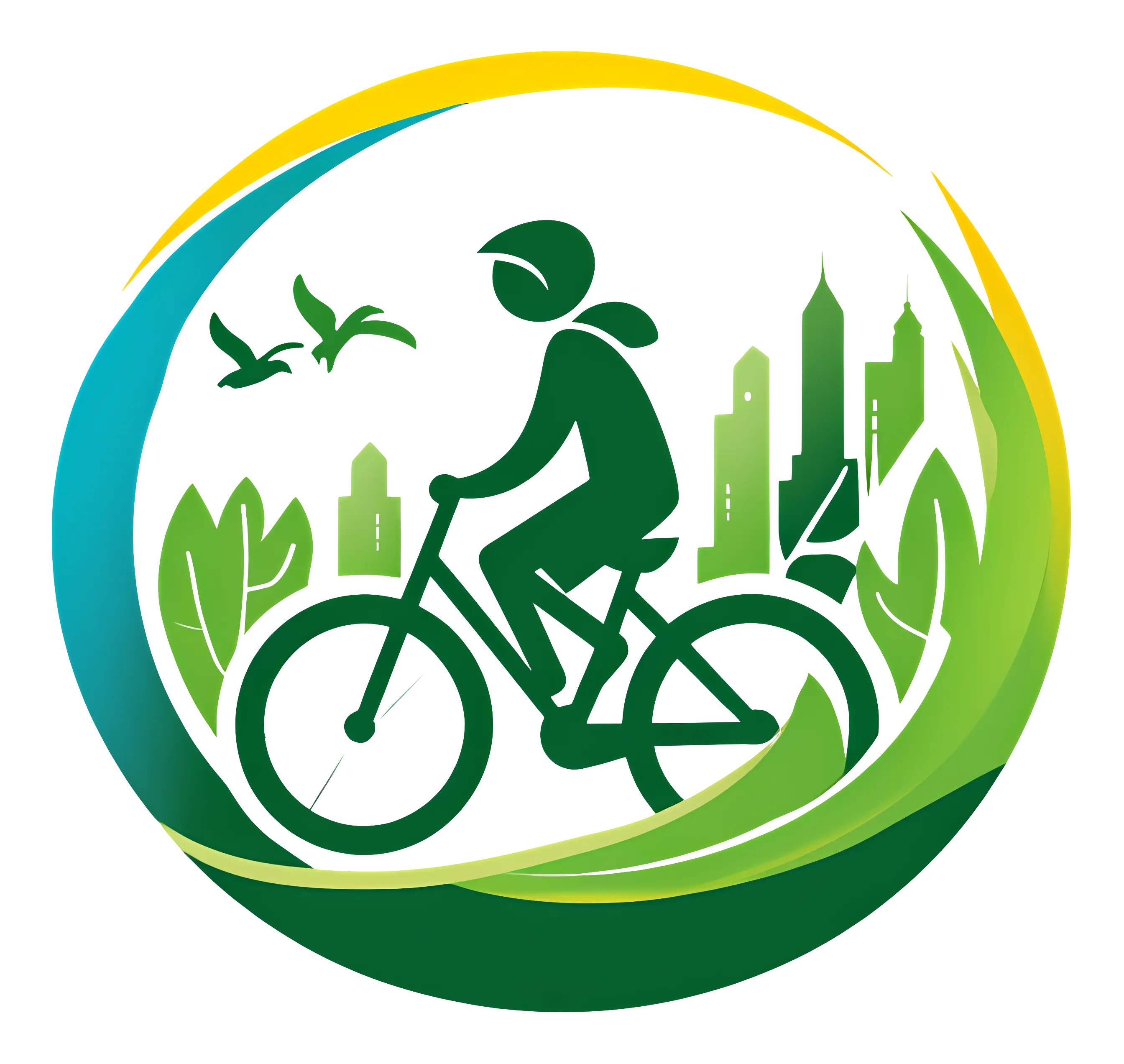 Cyclist in Green City