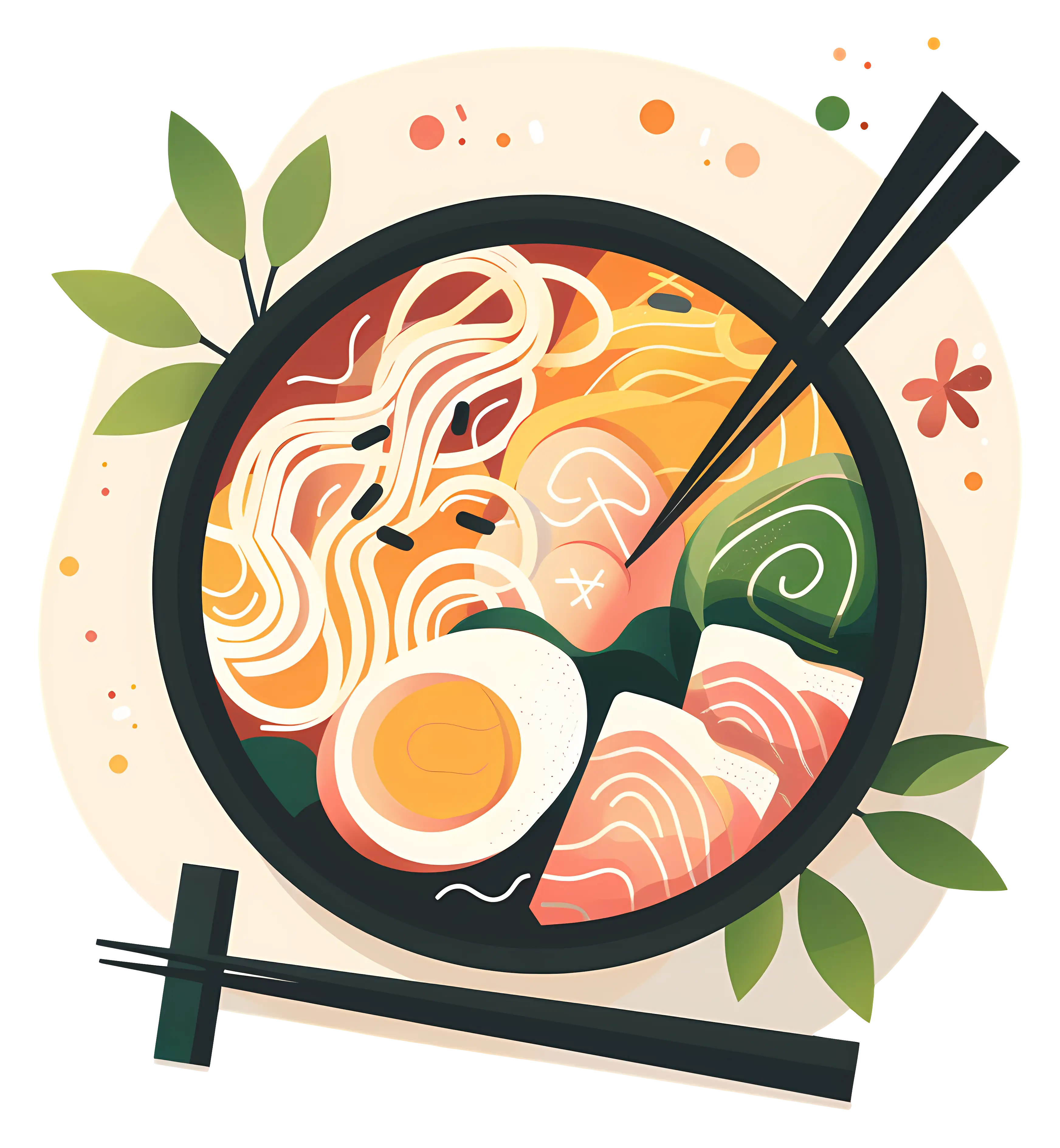 Bowl of Ramen Noodles with Egg and Chopsticks