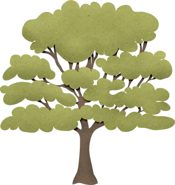 Tree Cutout Illustration with Green Leaves