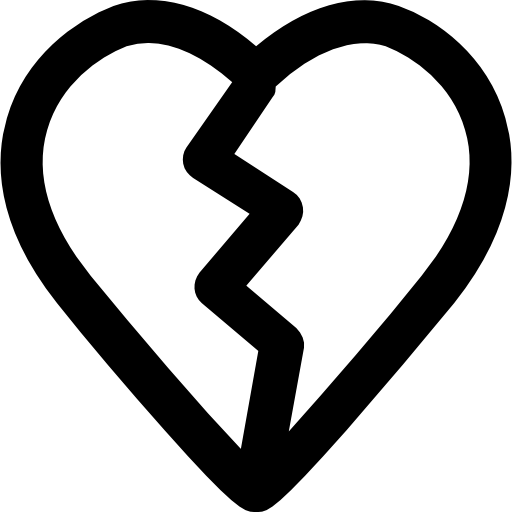 Minimalist Broken Heart Symbol Icon