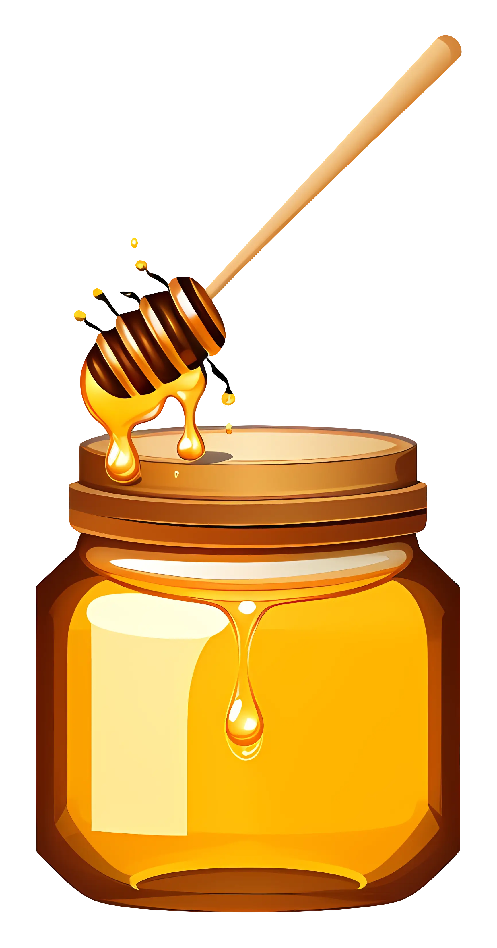 Jar of Honey with Dipper Dripping Honey
