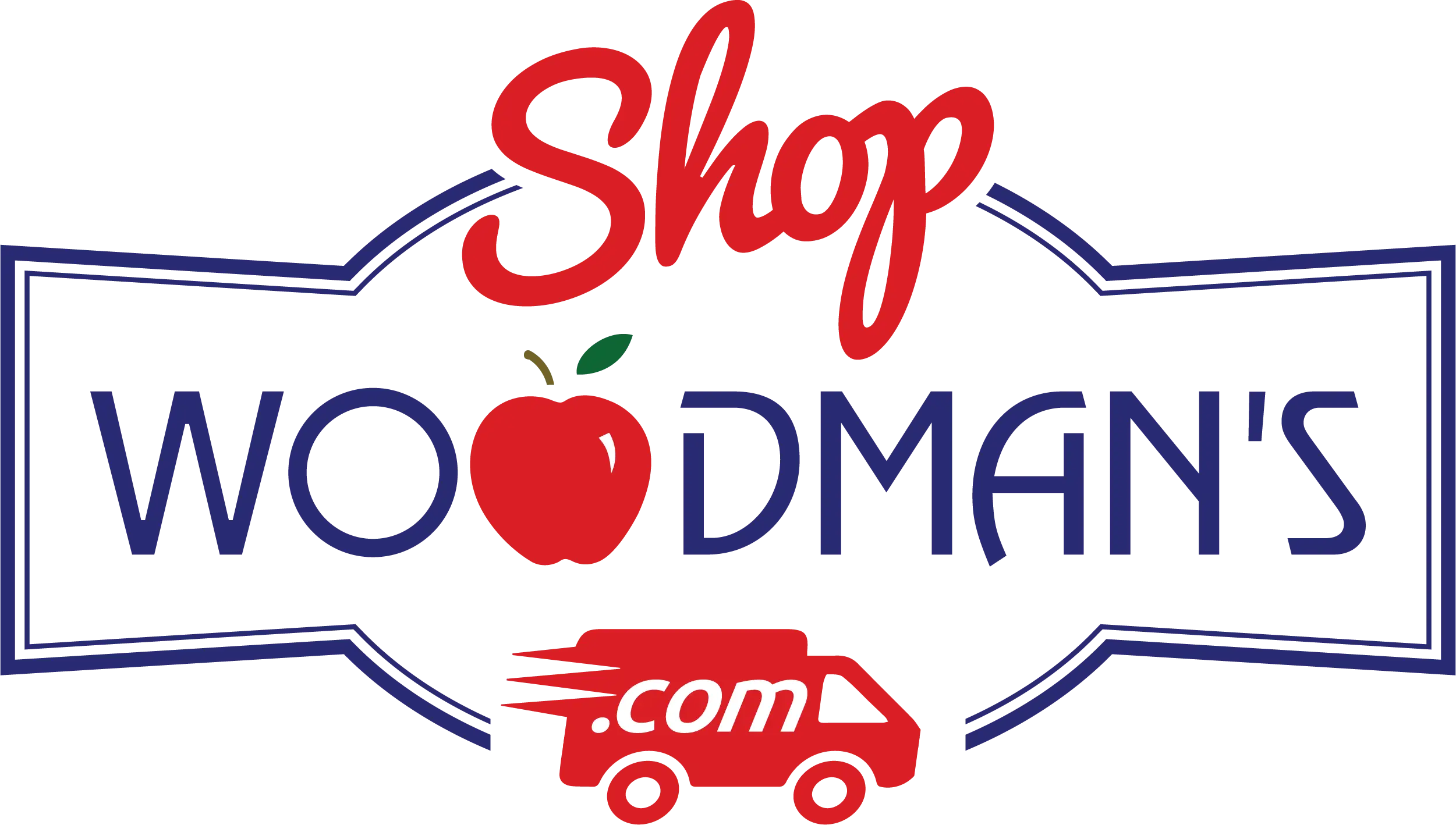 Shop Woodman&#039;s Logo with Apple and Truck