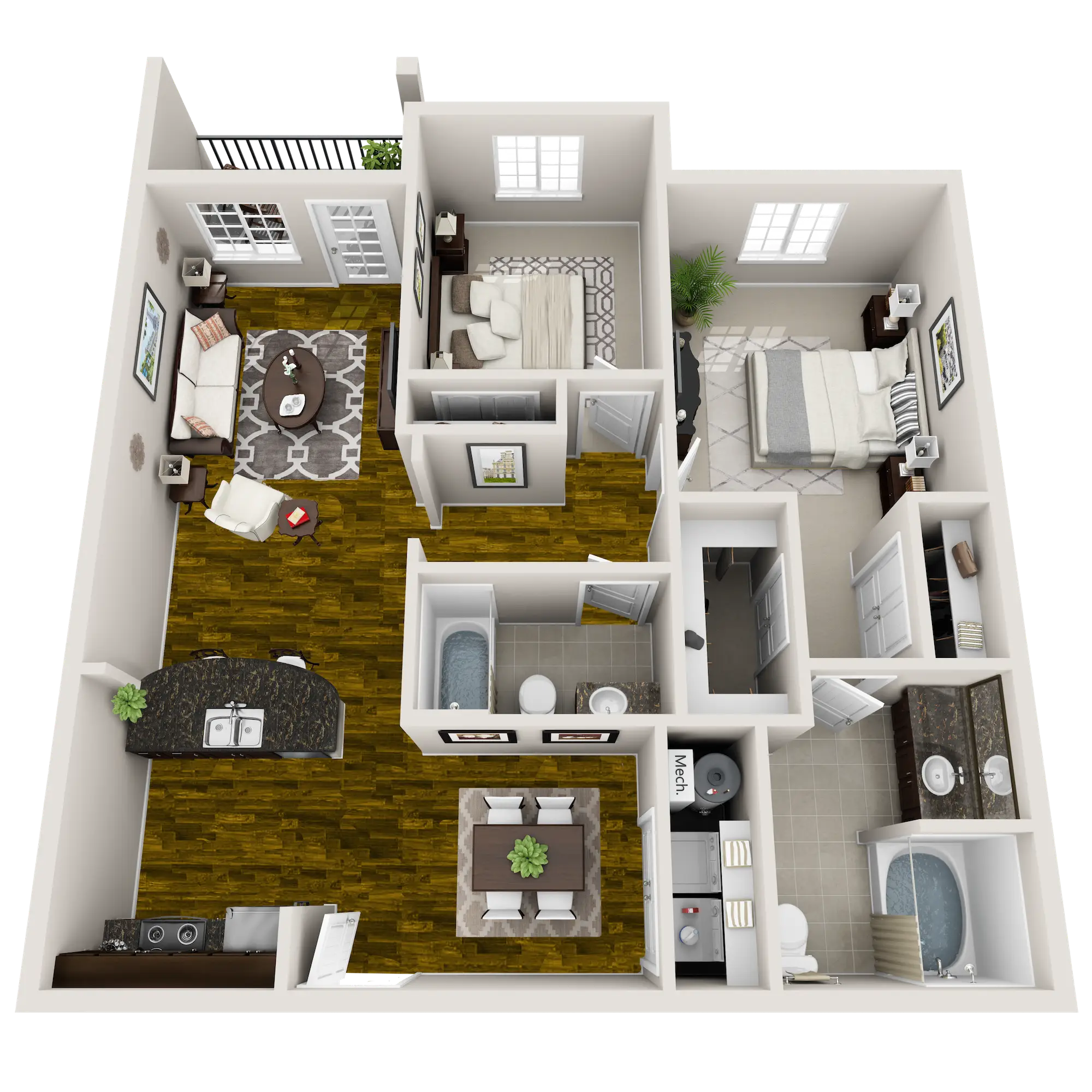 Modern Apartment Layout Showing Rooms