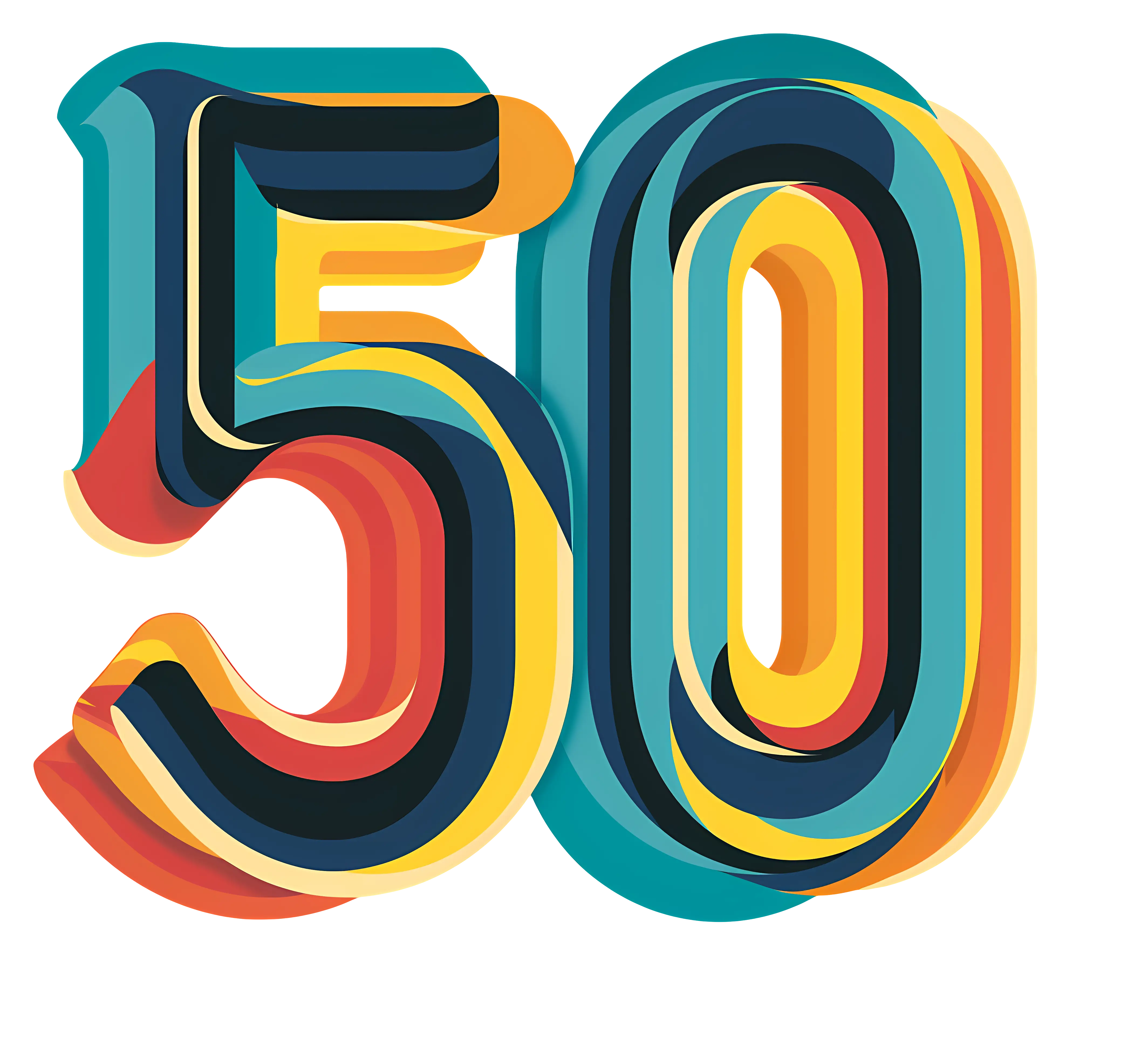 Vivid and Colorful Illustration of Number 50