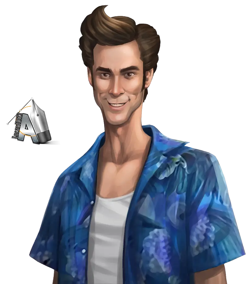 Smiling Man in Blue Floral Shirt