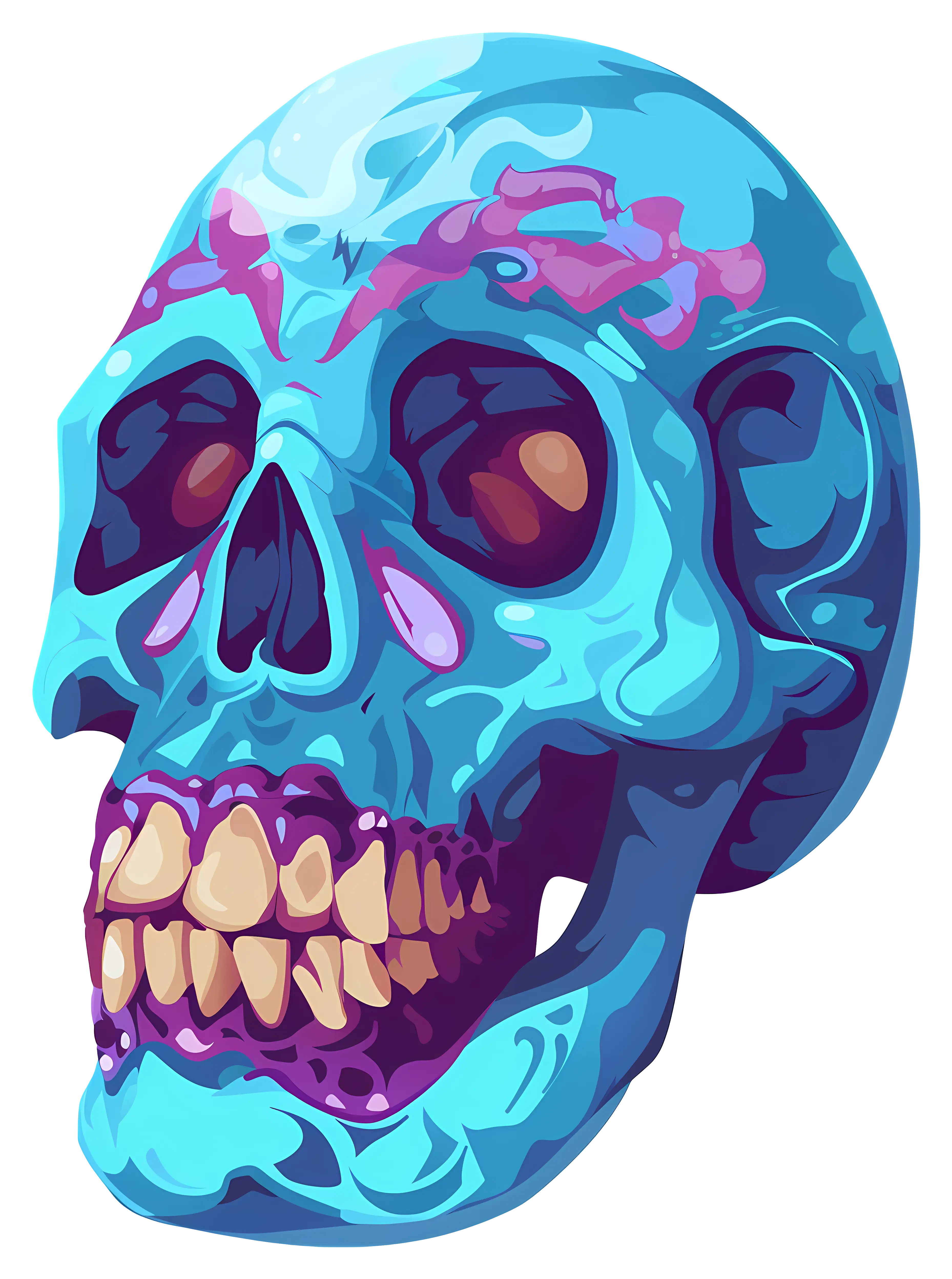 Stylized Blue Skull Illustration for Halloween