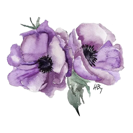 Watercolor Purple Flowers