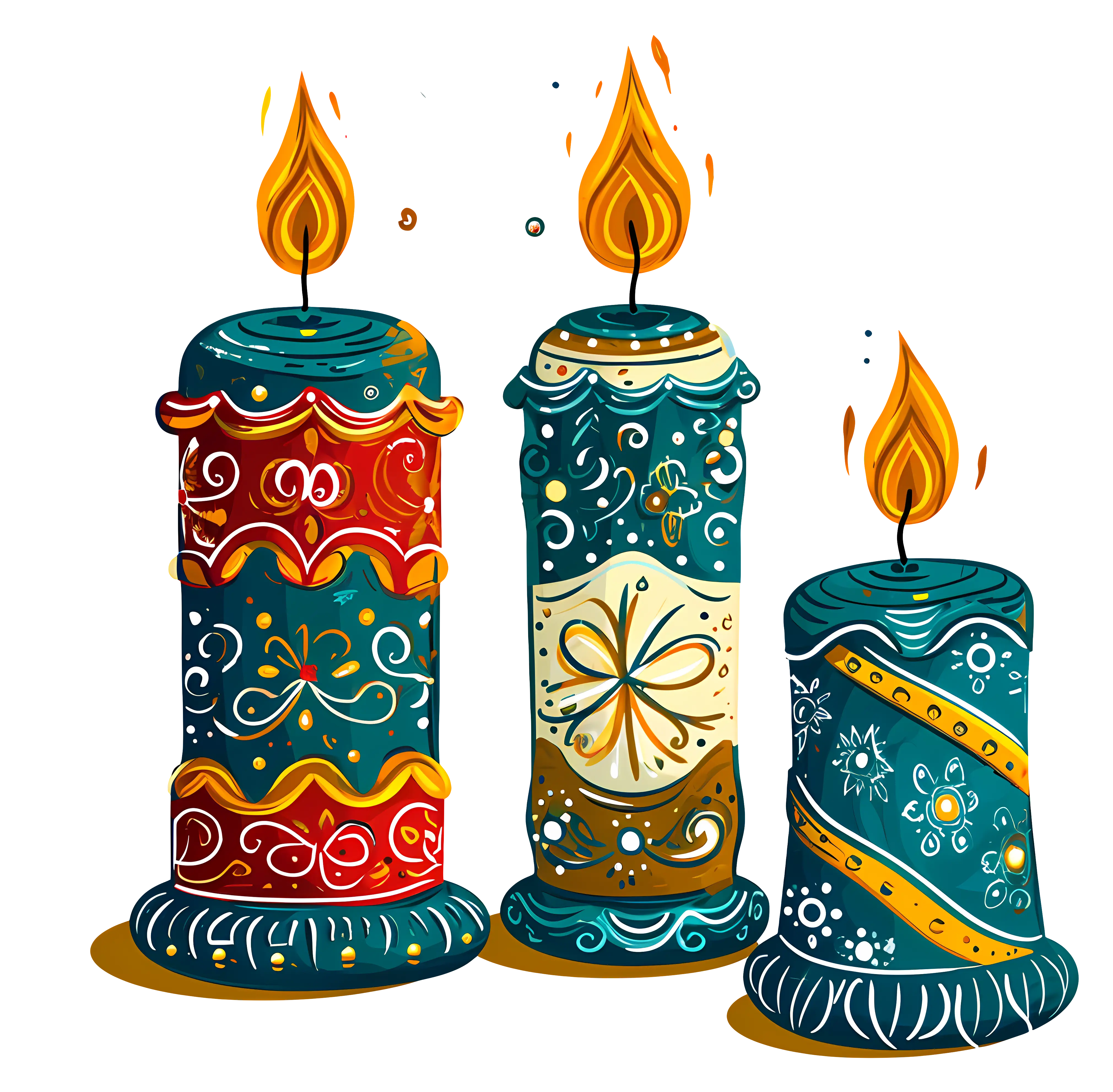 Decorative Candles with Colorful Patterns