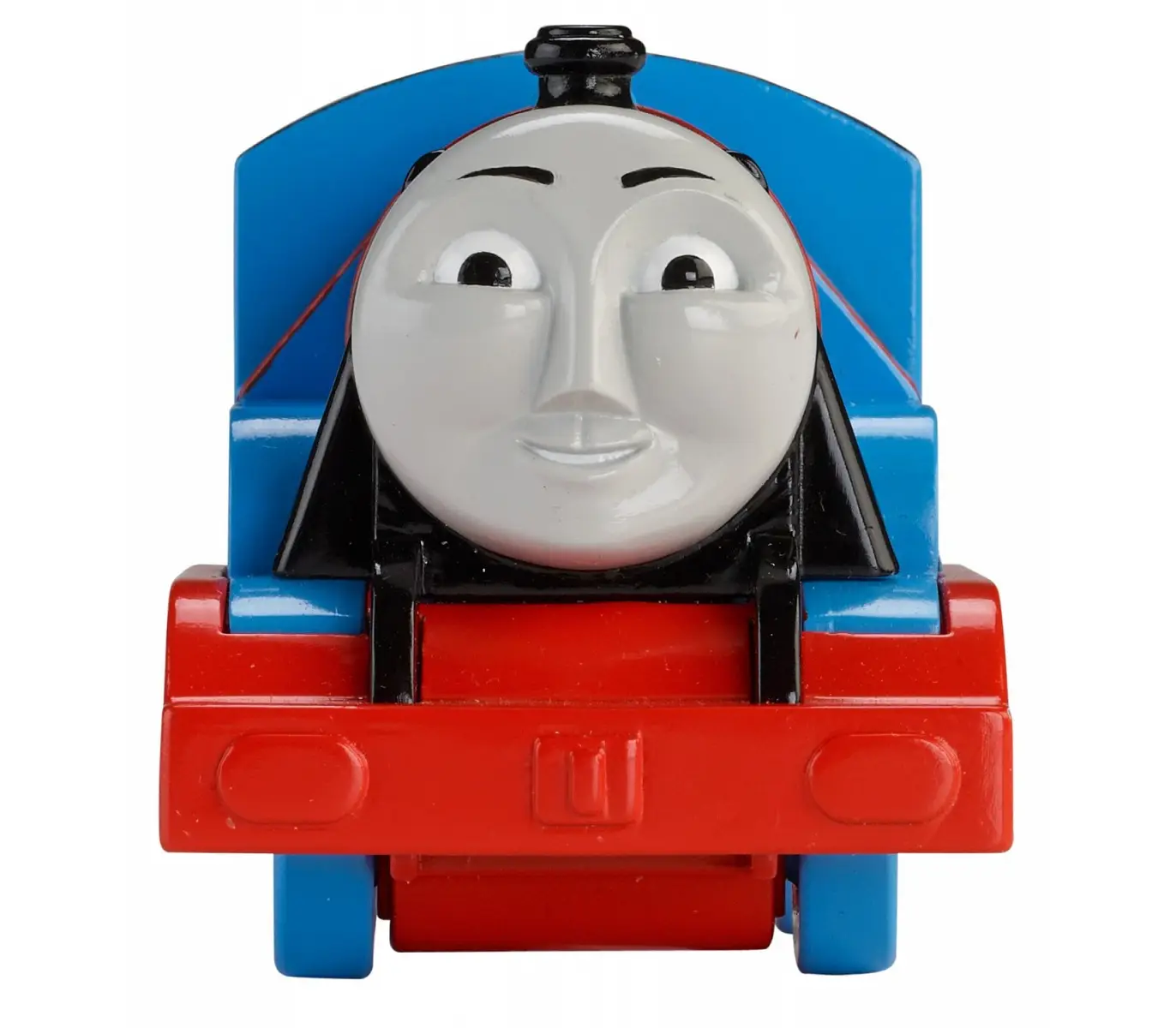 Blue and Red Toy Train with Face Design