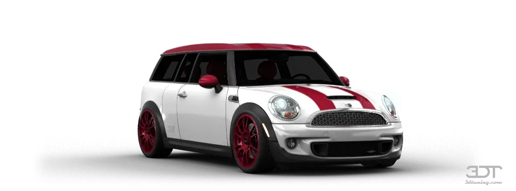 Compact White Car with Red Accents