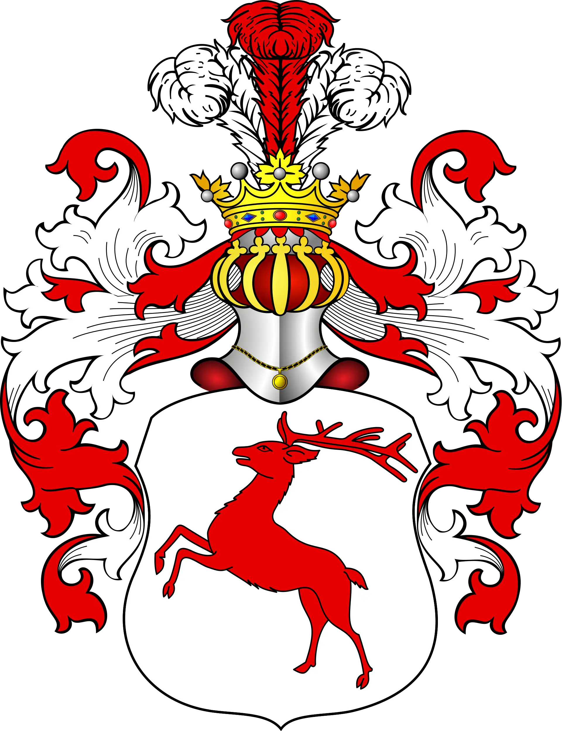 Family Crest with Crown and Deer Design
