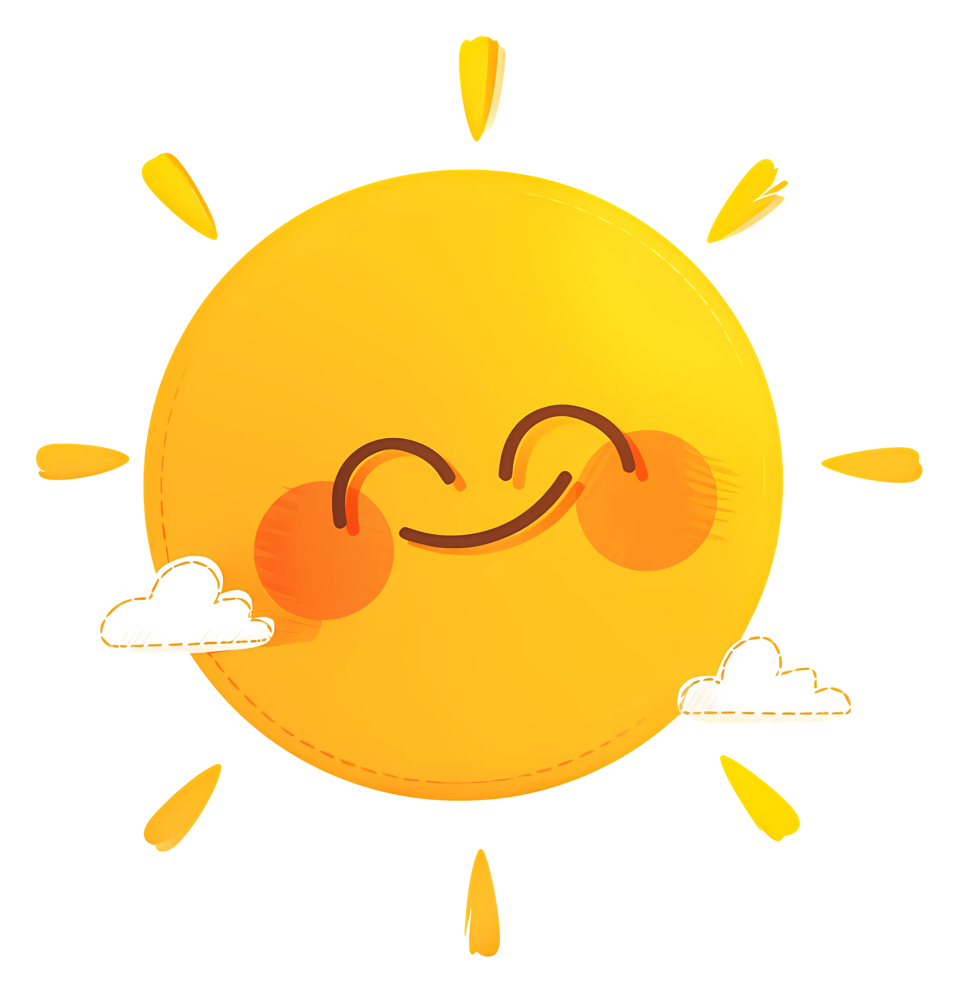 Cheerful Smiling Sun with Clouds