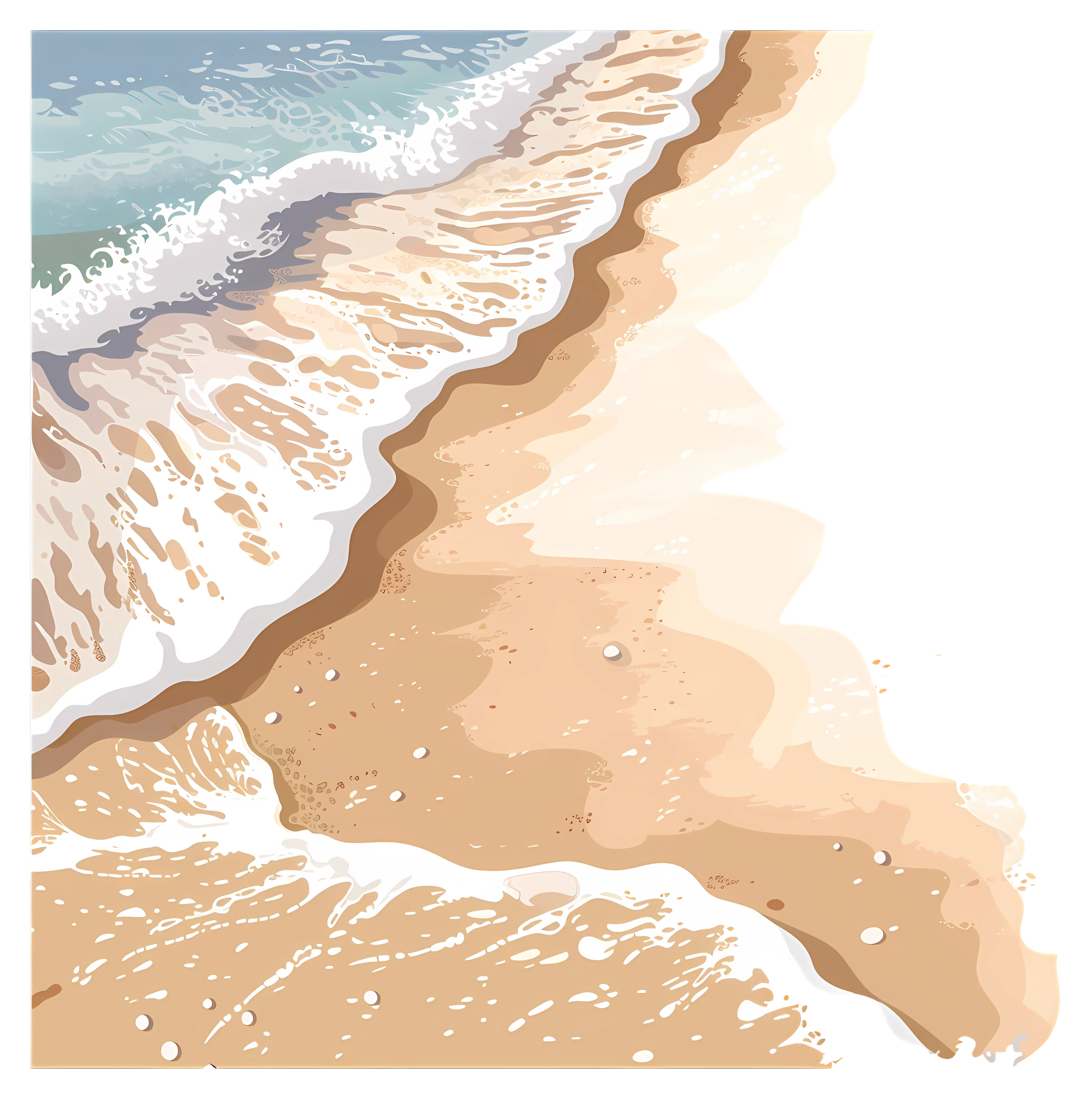 Illustration of Beach Shoreline and Ocean Waves