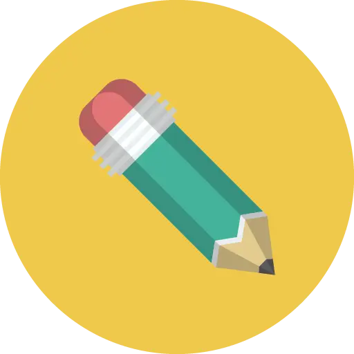 Green pencil with an eraser in flat design
