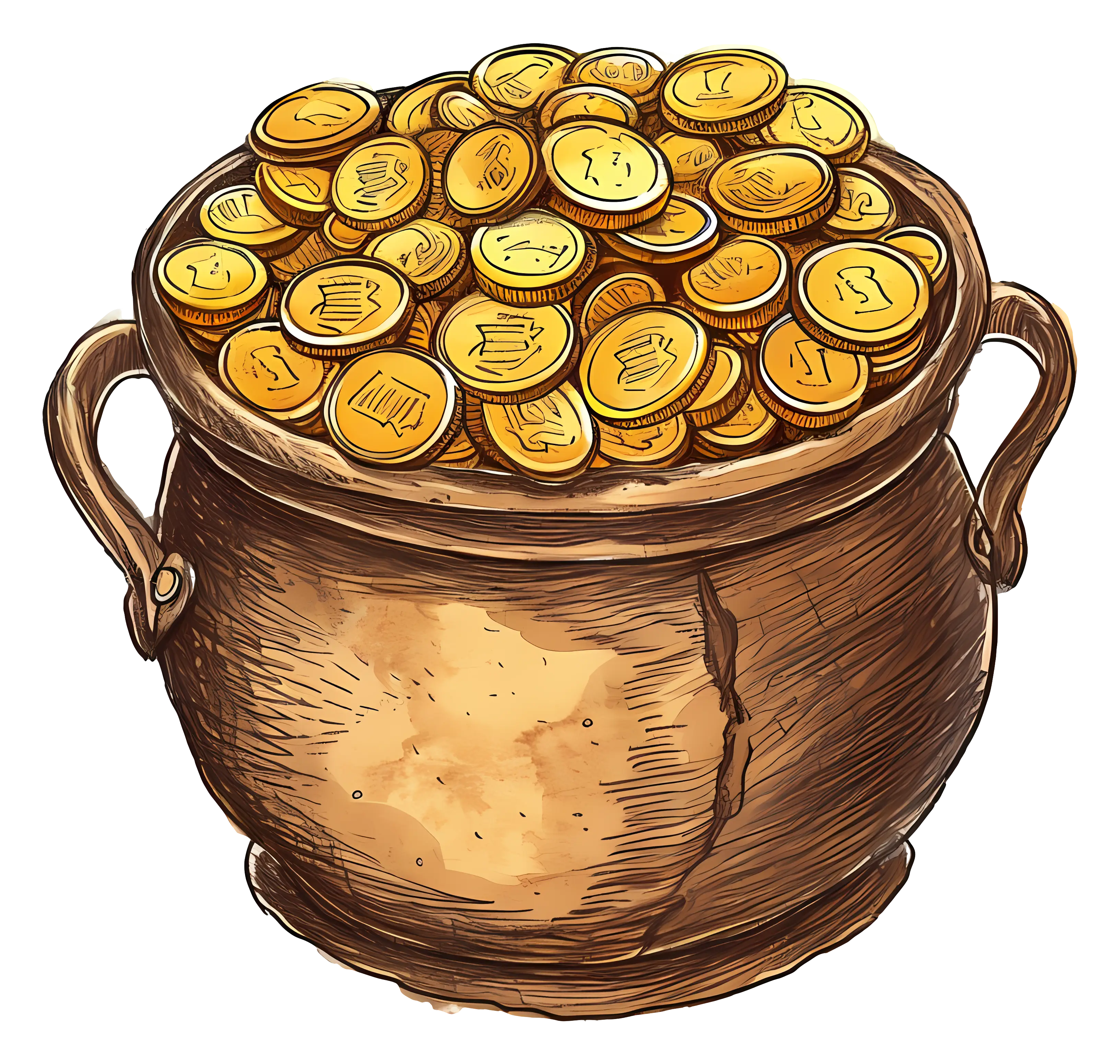 Pot Filled with Gold Coins