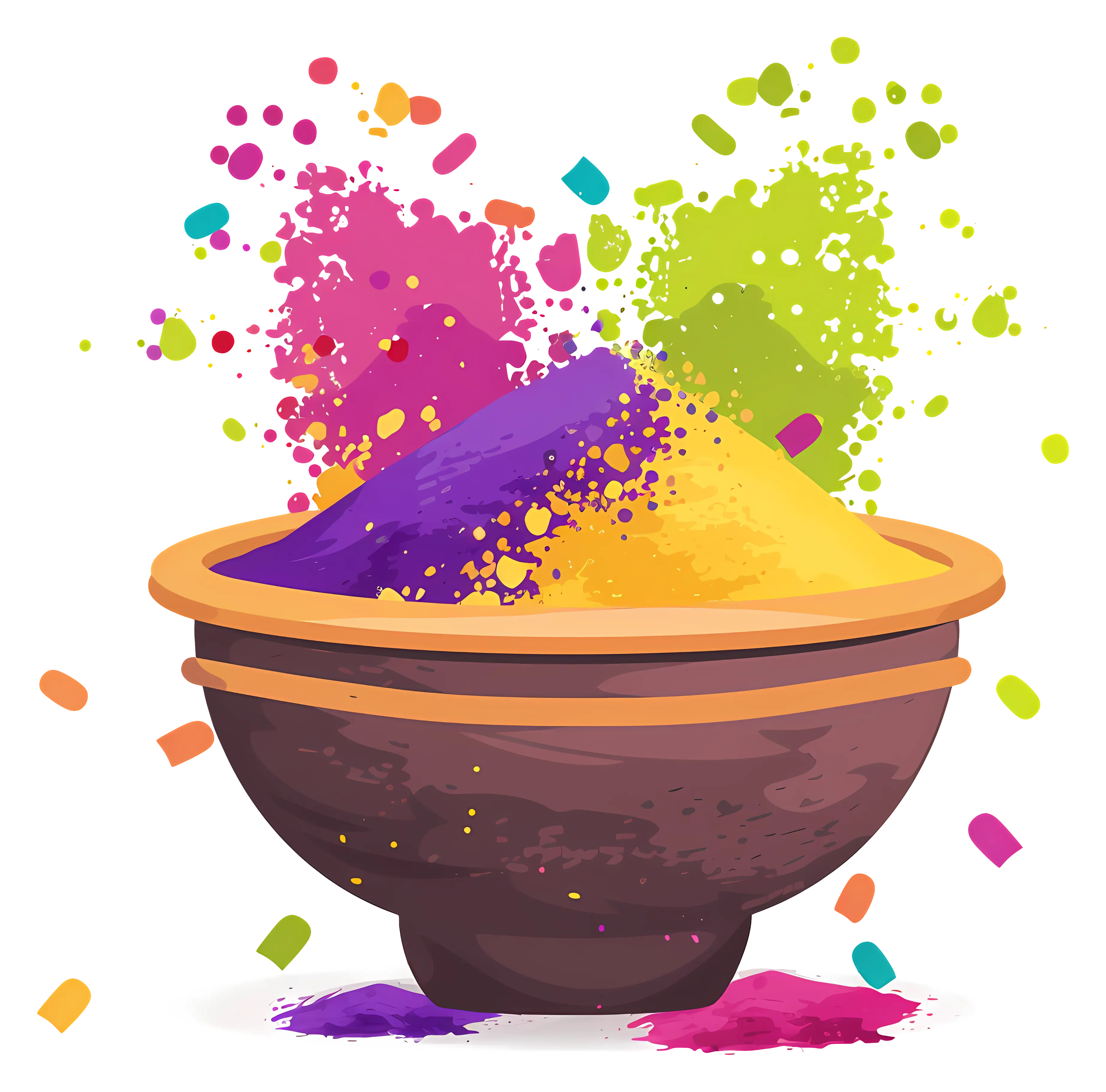 Colorful Holi Powders Splashing Out of Bowl