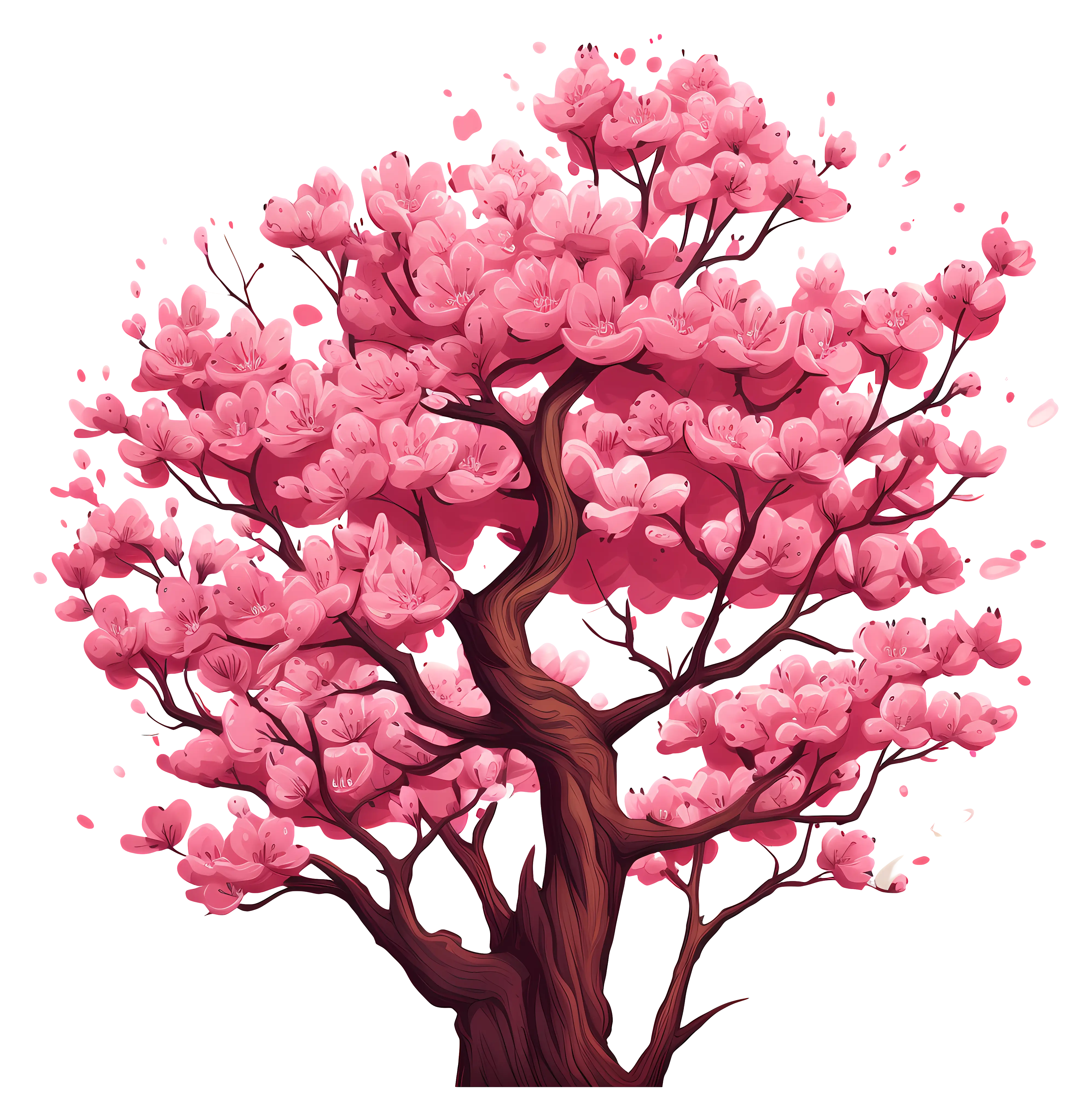Pink Flowering Tree Illustration