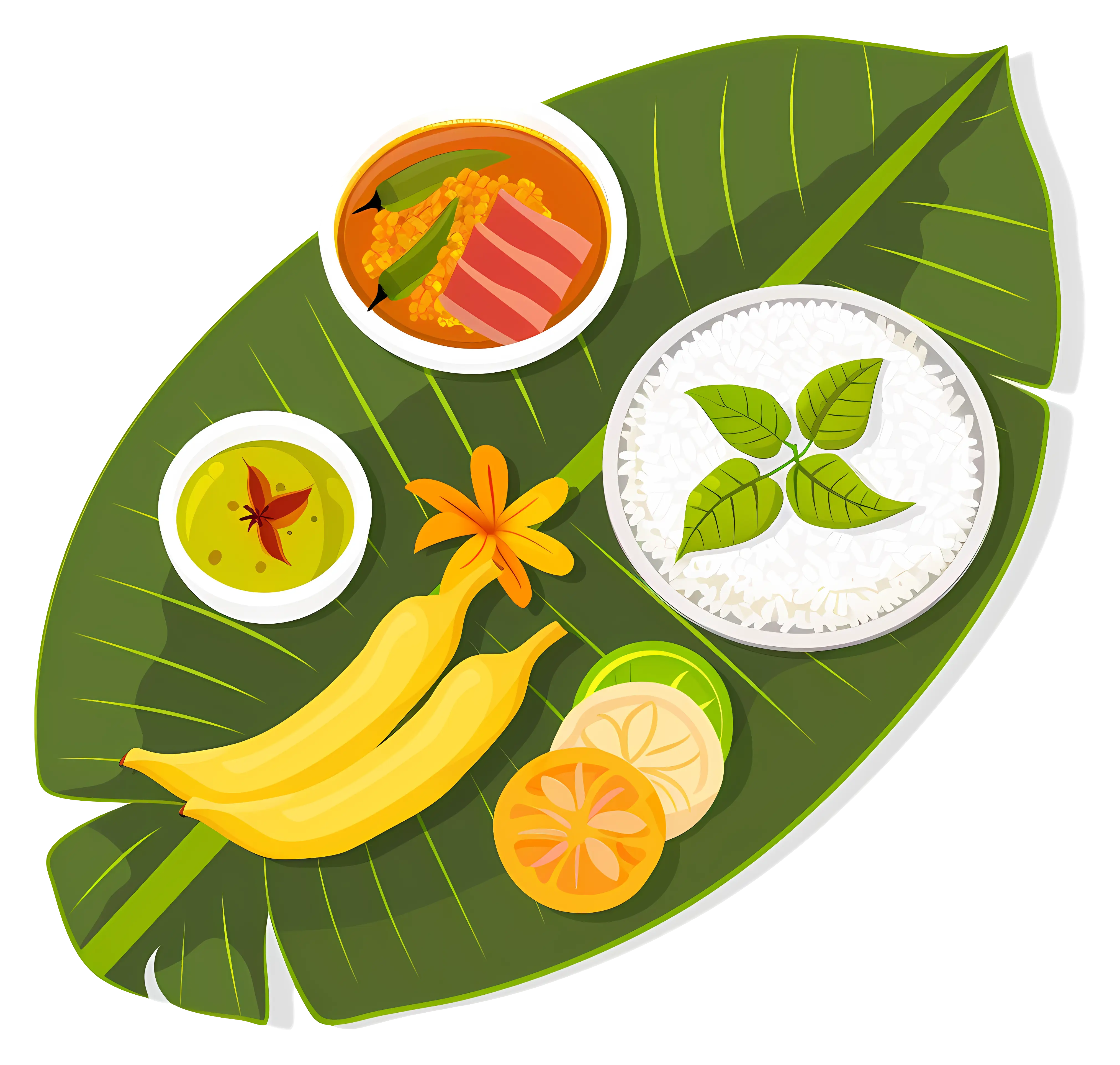 Traditional Meal on a Banana Leaf