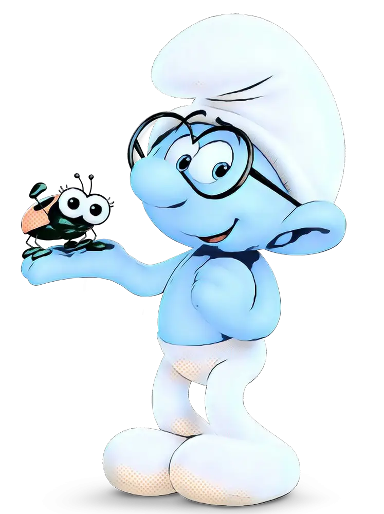 Blue Cartoon Character with Glasses and Insect
