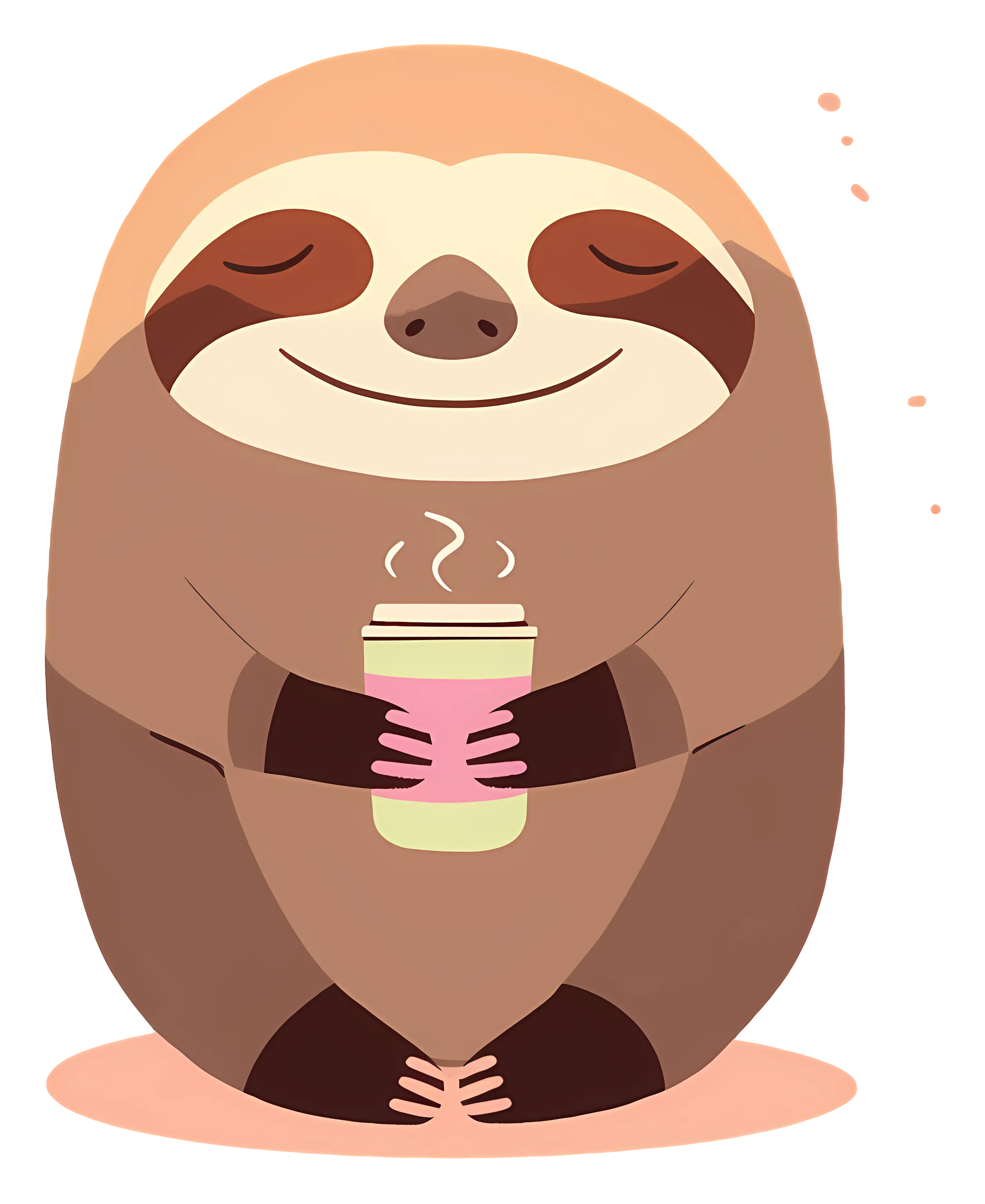 Happy Sloth with Coffee Cartoon