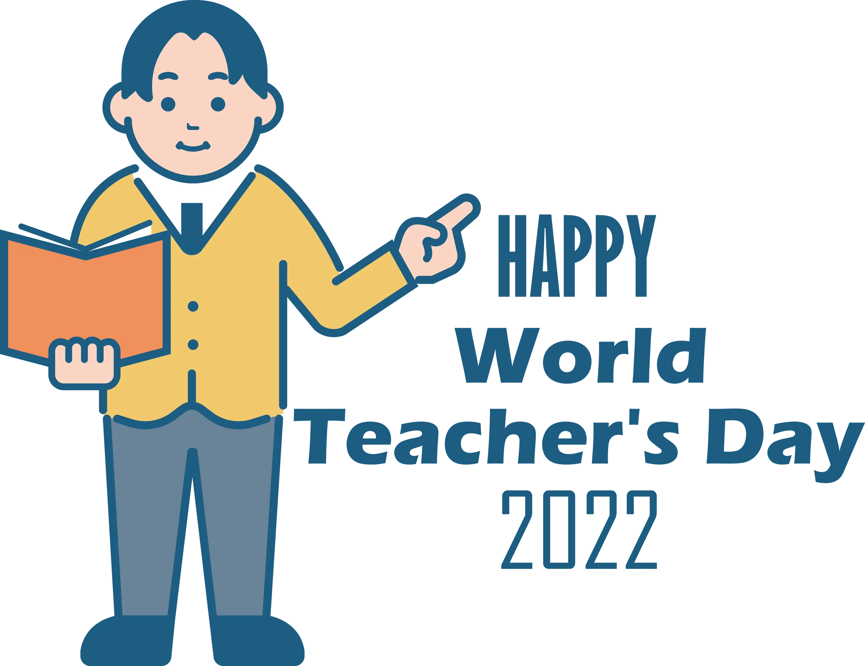 Happy World Teacher&#039;s Day with male teacher graphic