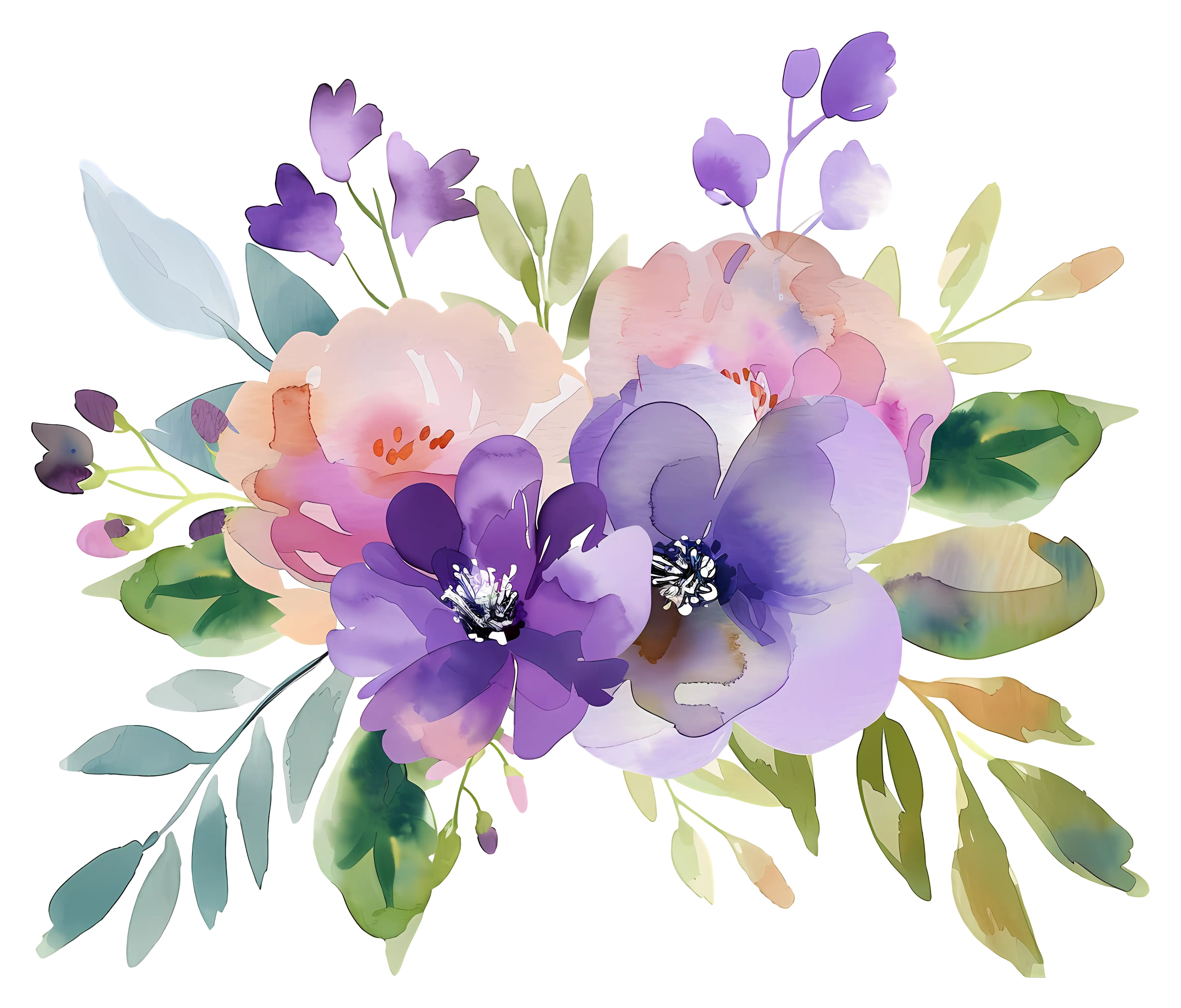 Purple and Peach Floral Bouquet