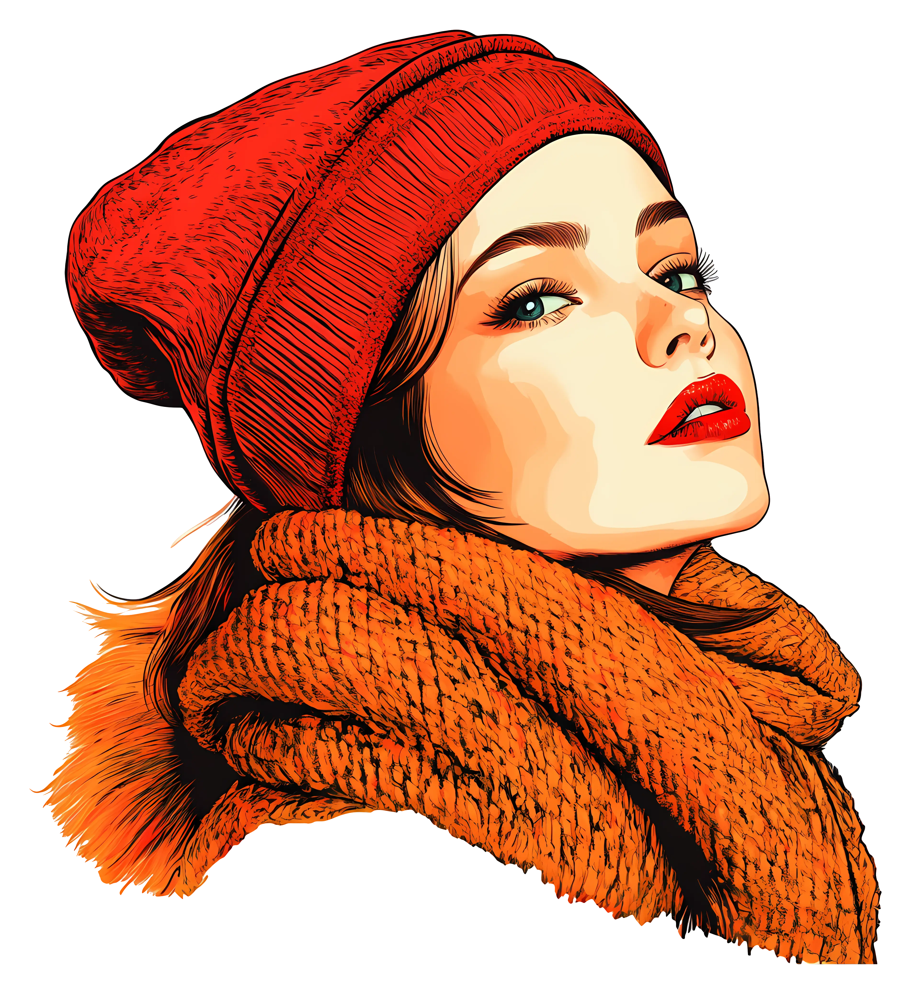 Stylish Woman in Red Winter Fashion