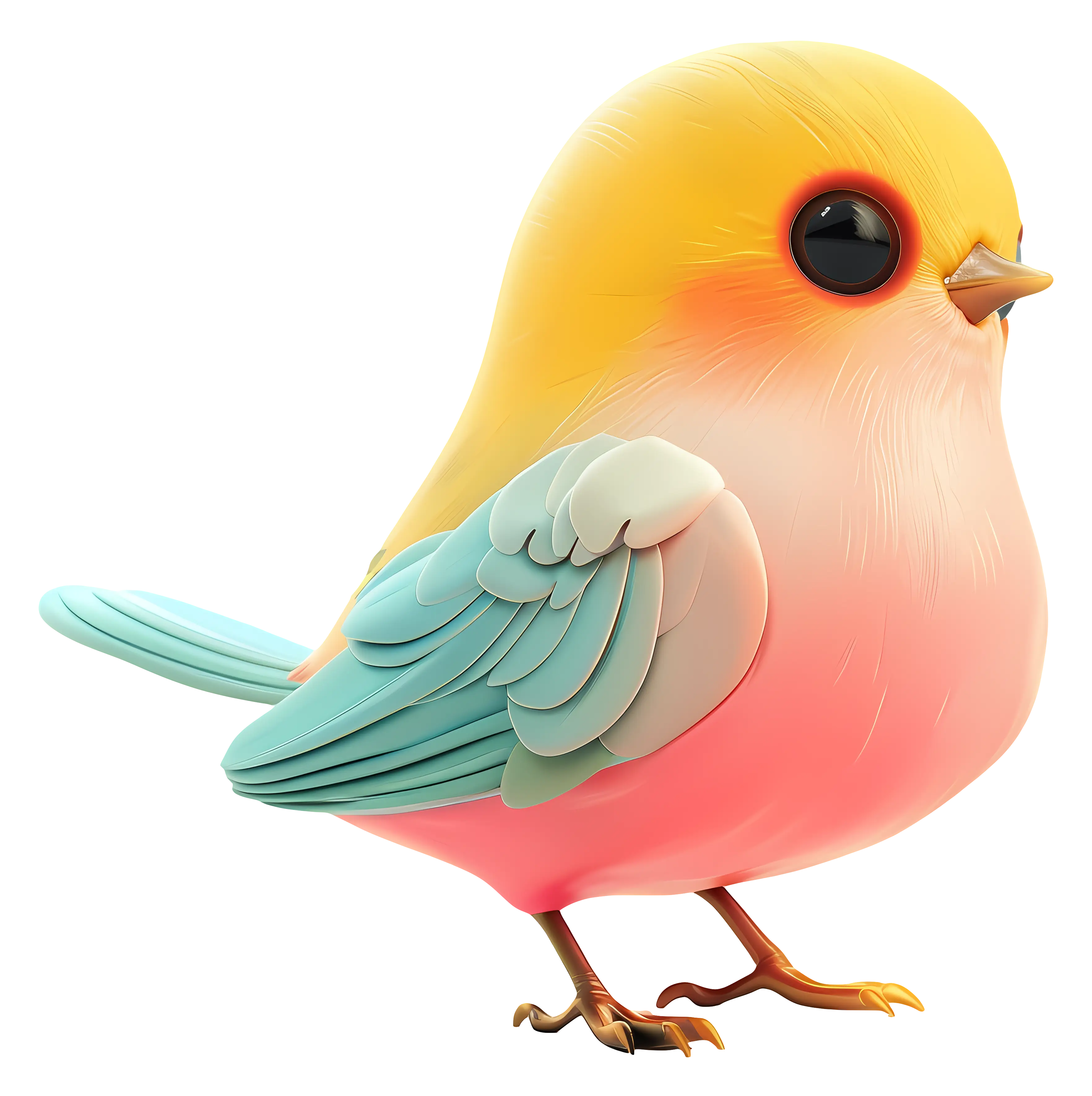 Colorful Cartoon Bird in Pastel Shades