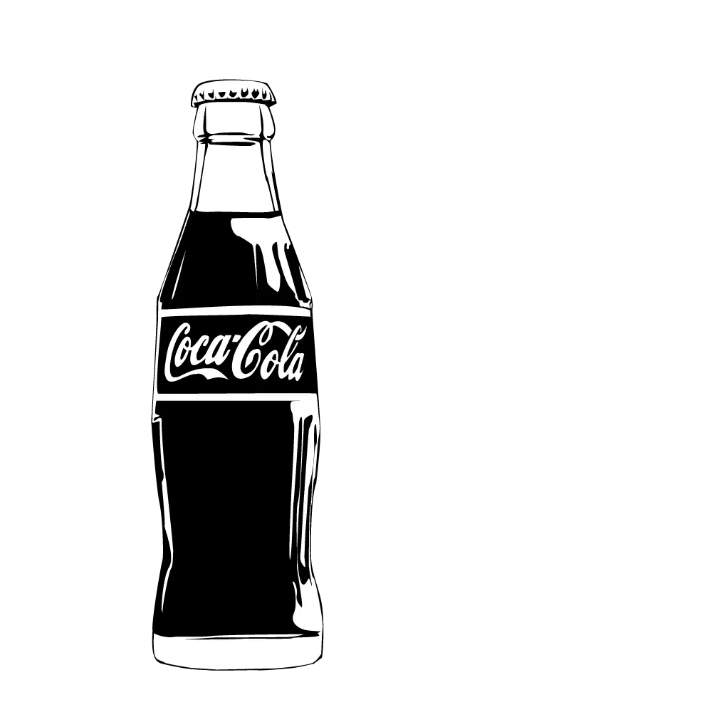Black and White Coca-Cola Bottle Illustration