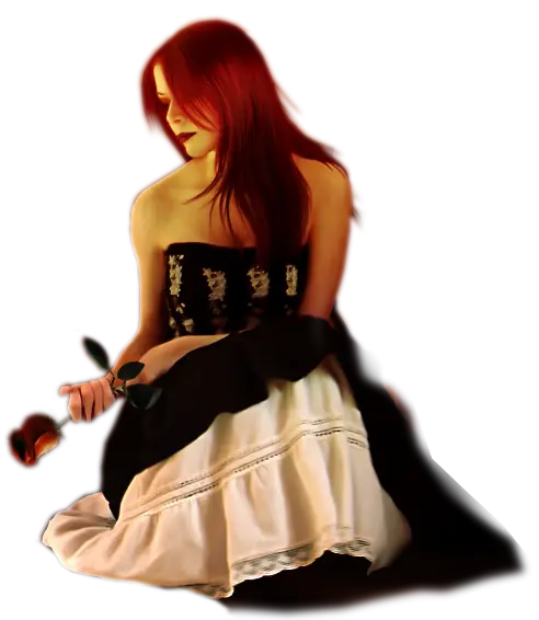 Woman with Red Hair Holding a Rose