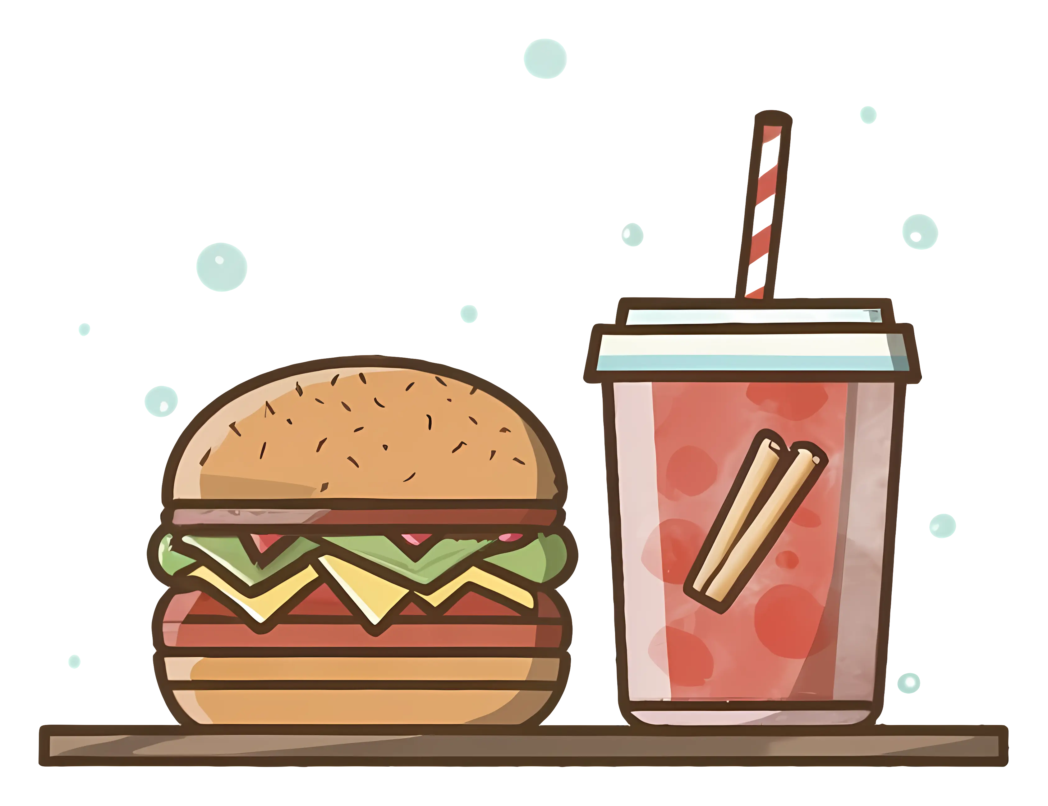 Burger and Soft Drink Combo Illustration