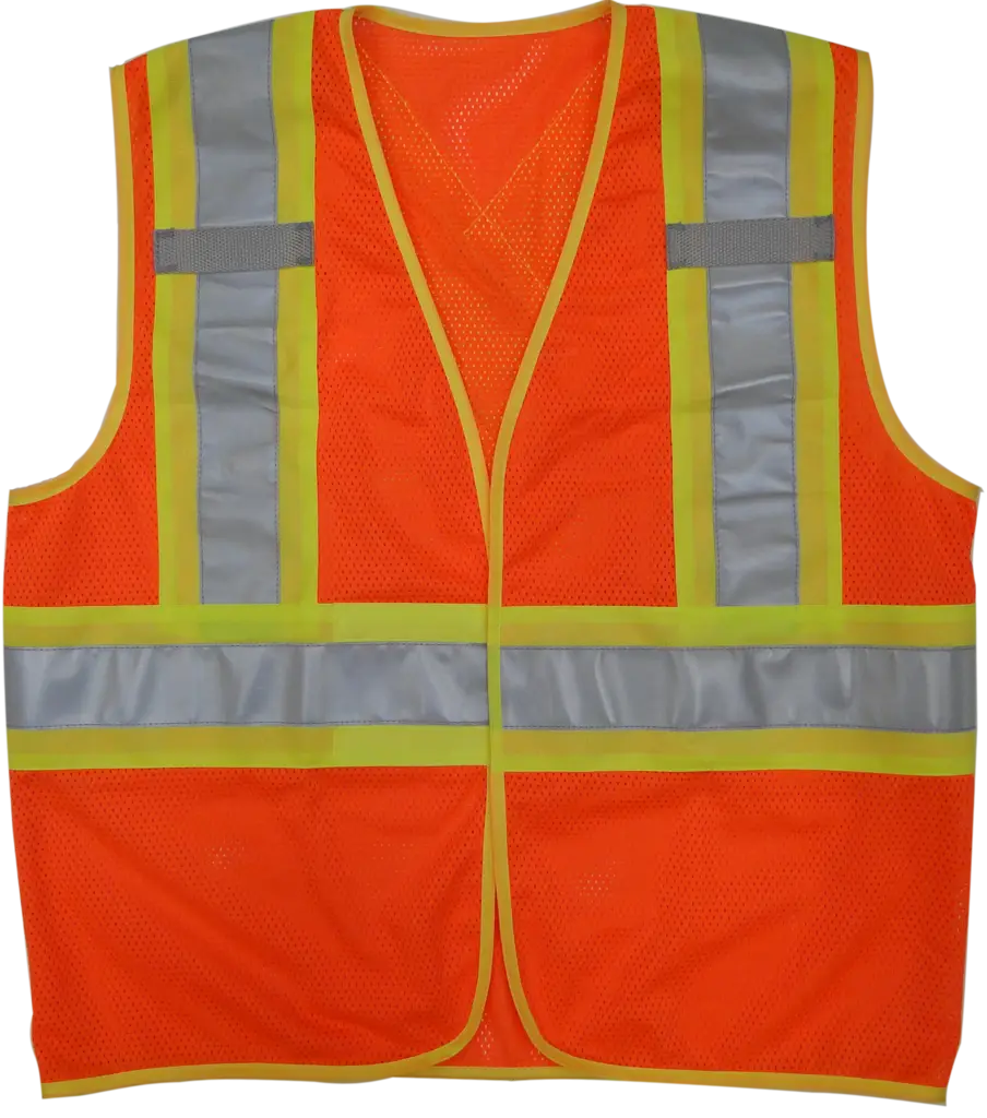 Orange Reflective Safety Vest with Gray Stripes