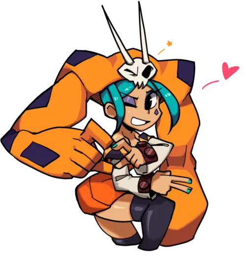 Cartoon Character with Horns in Playful Pose