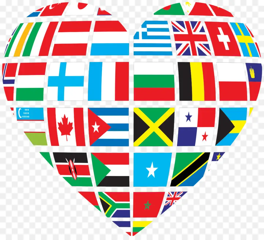 Heart Shaped Collection of International Flags