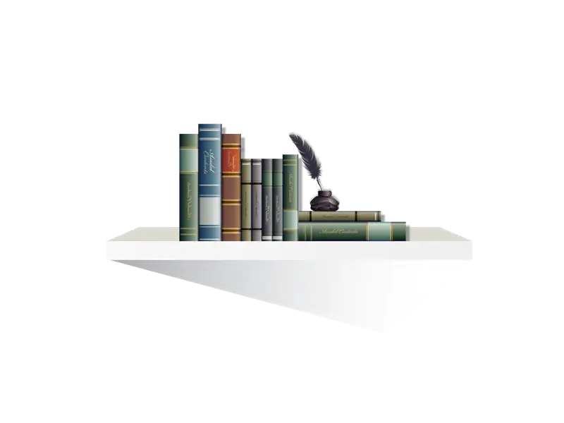 Books and Quill on Shelf