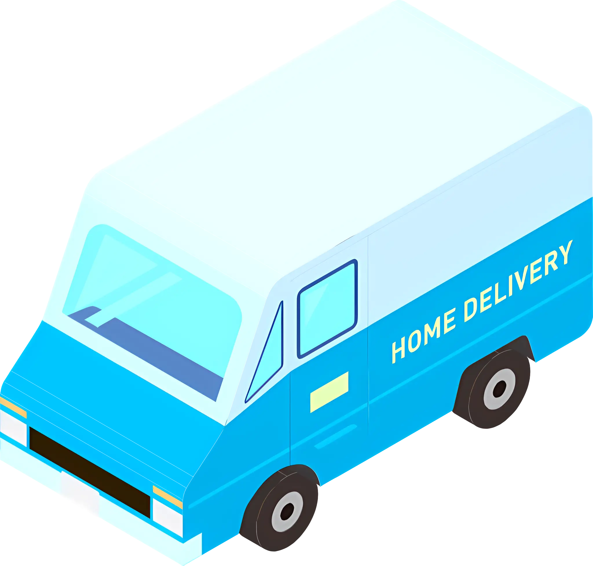 Blue Home Delivery Van Illustration